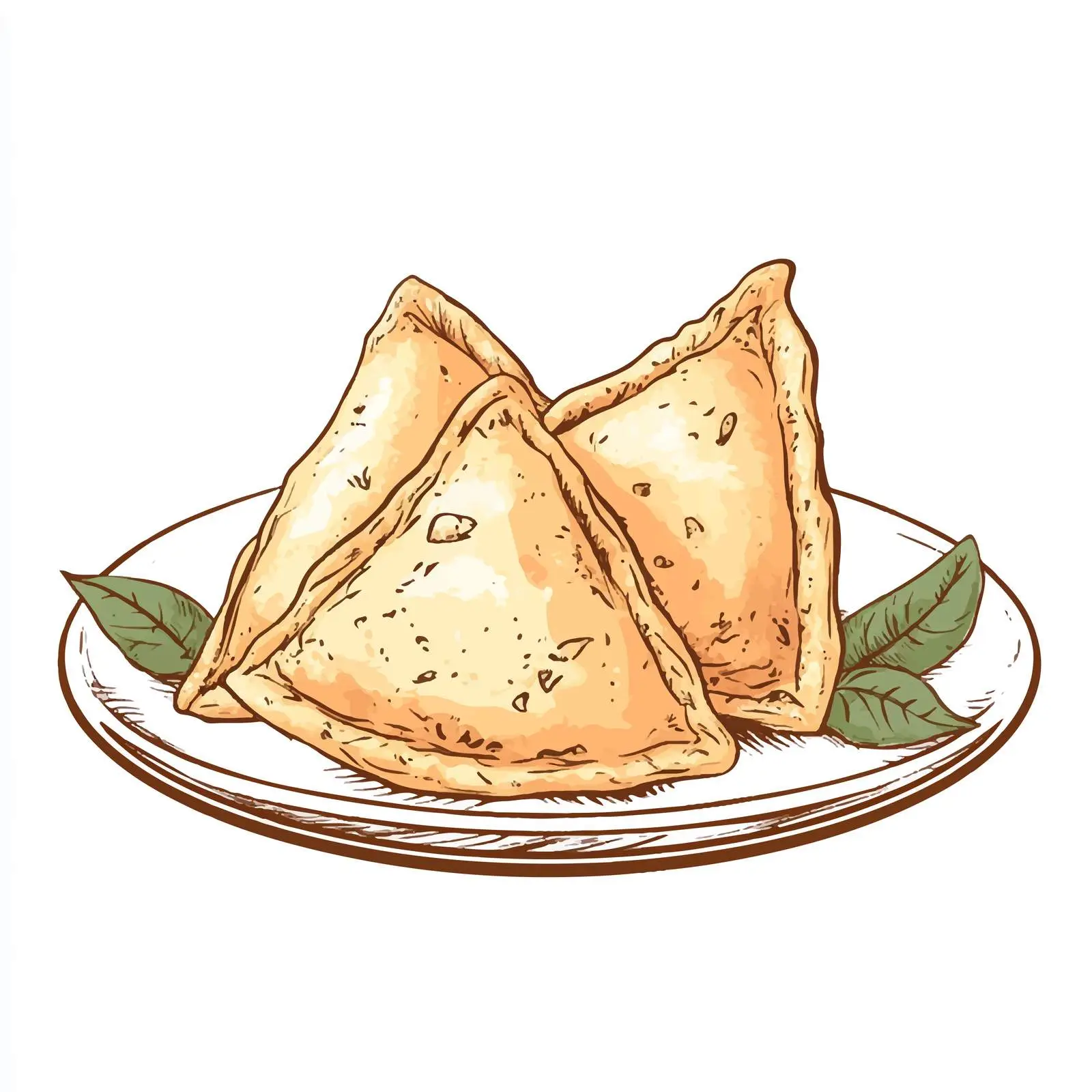 Hand-Drawn Indian Samosa Sketch on White Background — free download from Dotvec