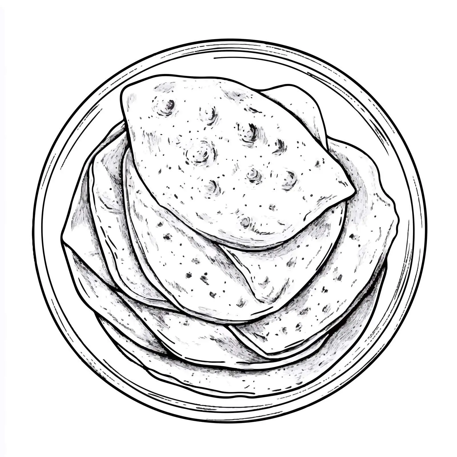 Hand-Drawn Indian Tortillas Sketch on White Background — free download from Dotvec