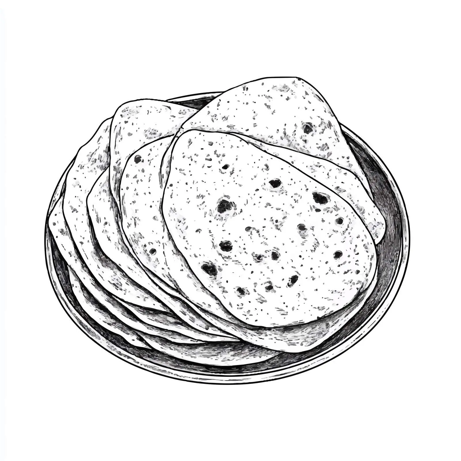 Hand-Drawn Indian Tortilla Sketch on White Background — free download from Dotvec