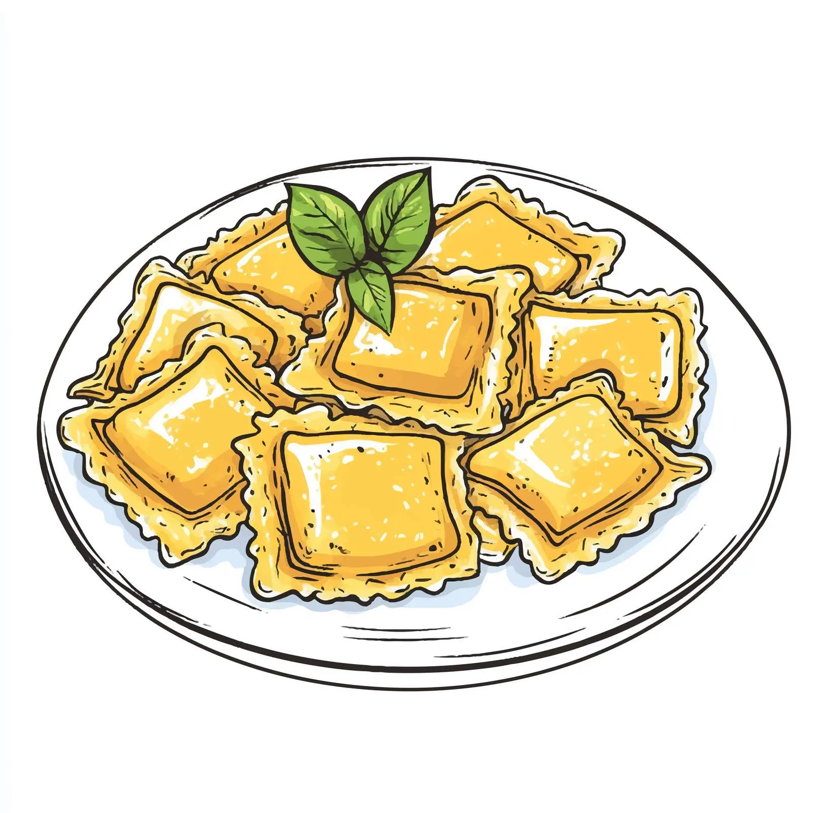 Hand-Drawn Italian Ravioli Sketch with Filling — free download from Dotvec