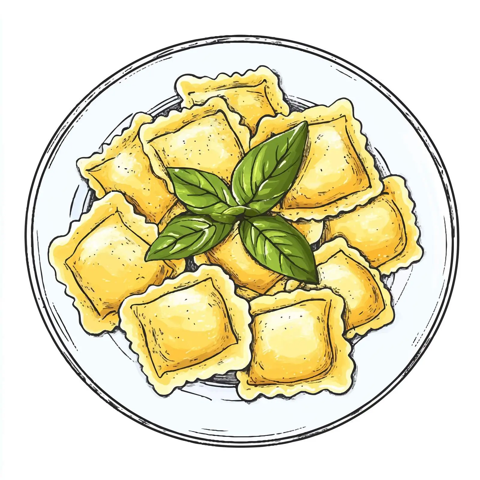 Hand-Drawn Italian Ravioli with Meat and Cheese — free download from Dotvec