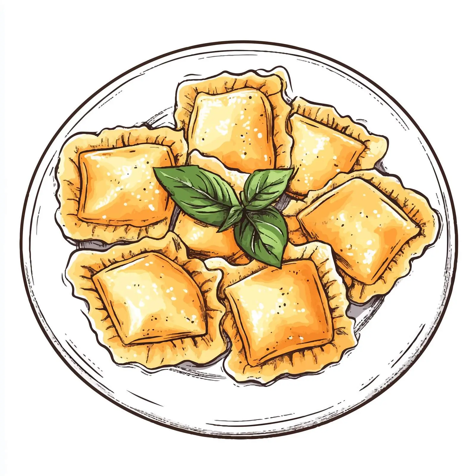 Hand-Drawn Italian Ravioli Sketch — free download from Dotvec