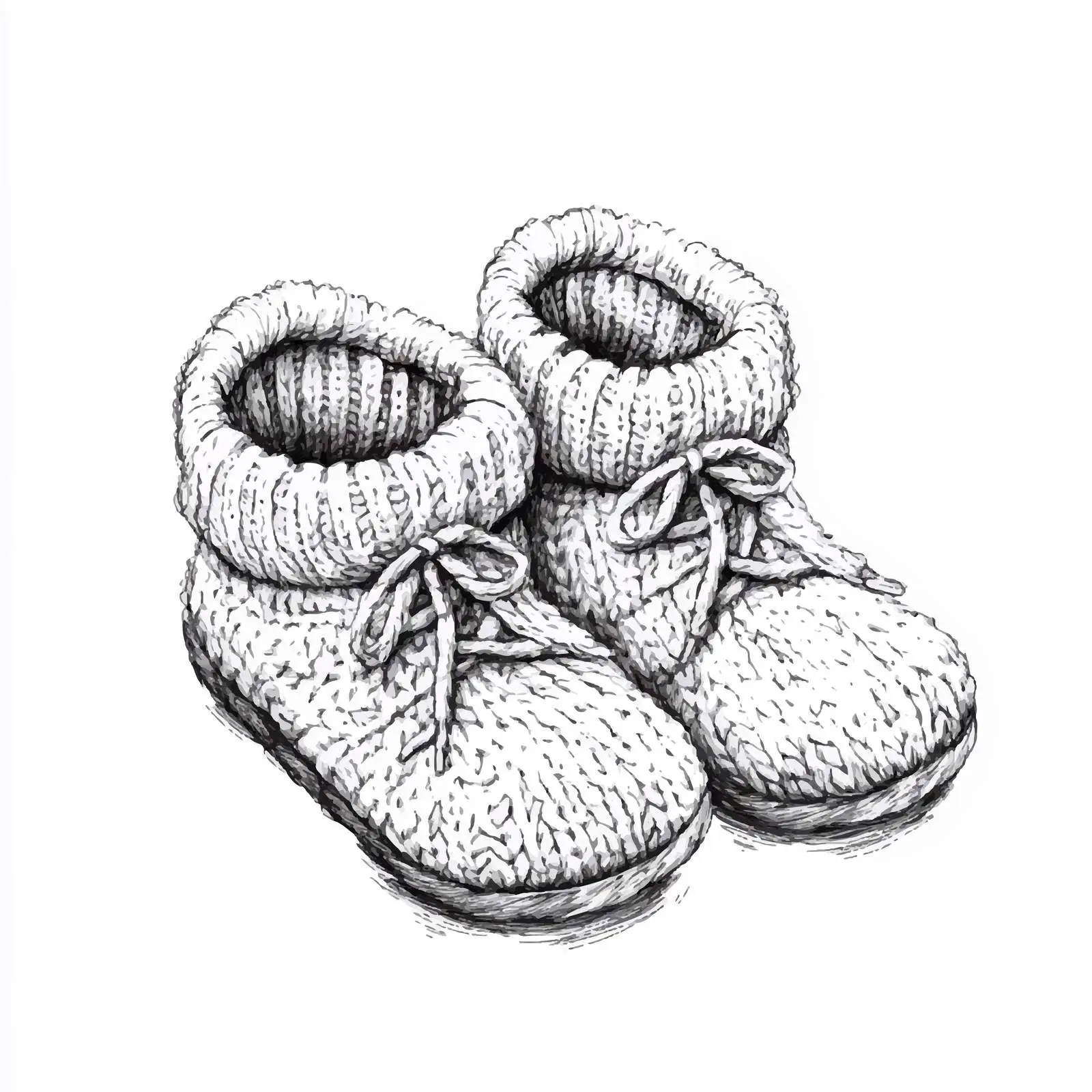 Hand-Drawn Knitted Baby Booties Illustration – free knitwear image from Dotvec