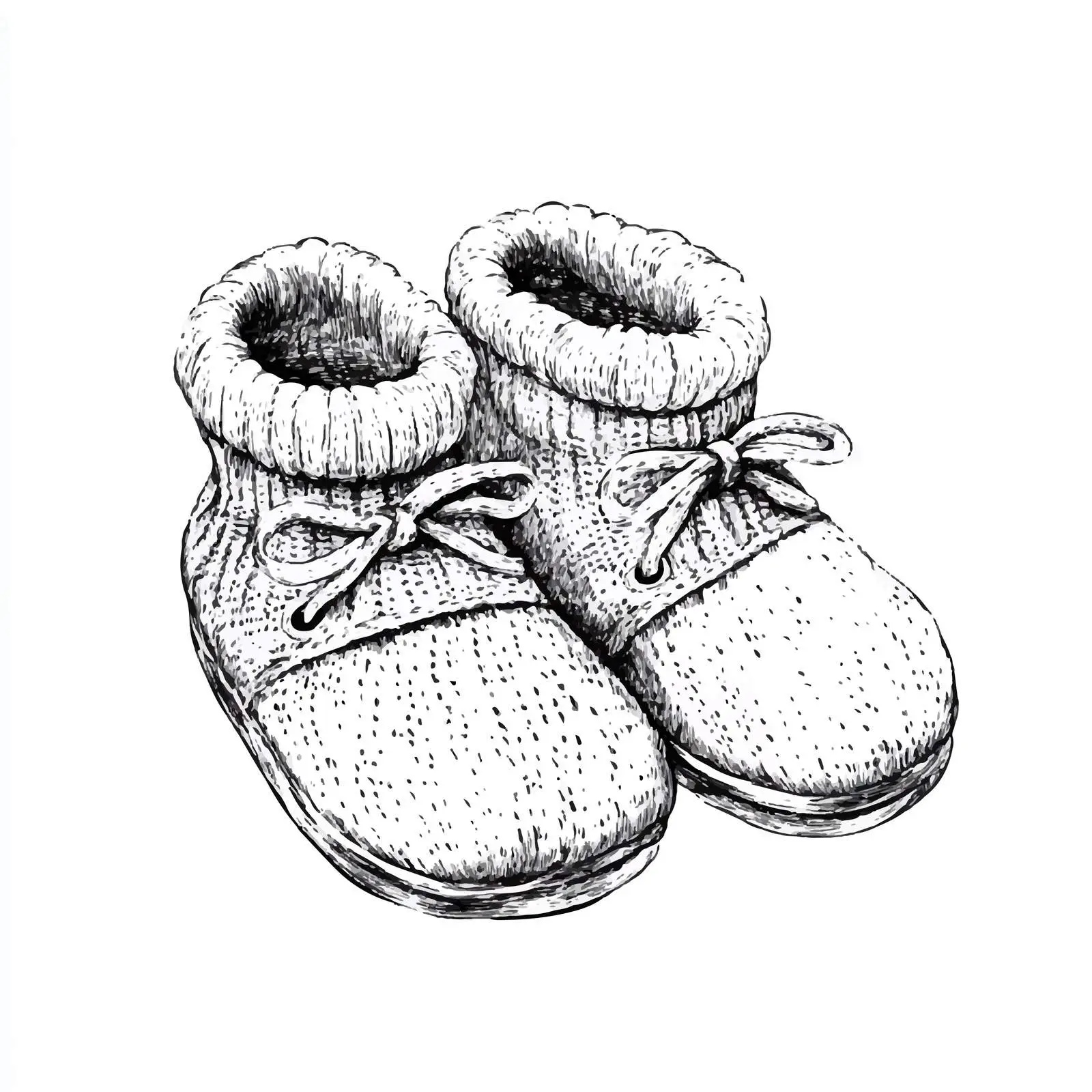 Hand-Drawn Knitted Baby Booties Sketch — free download from Dotvec