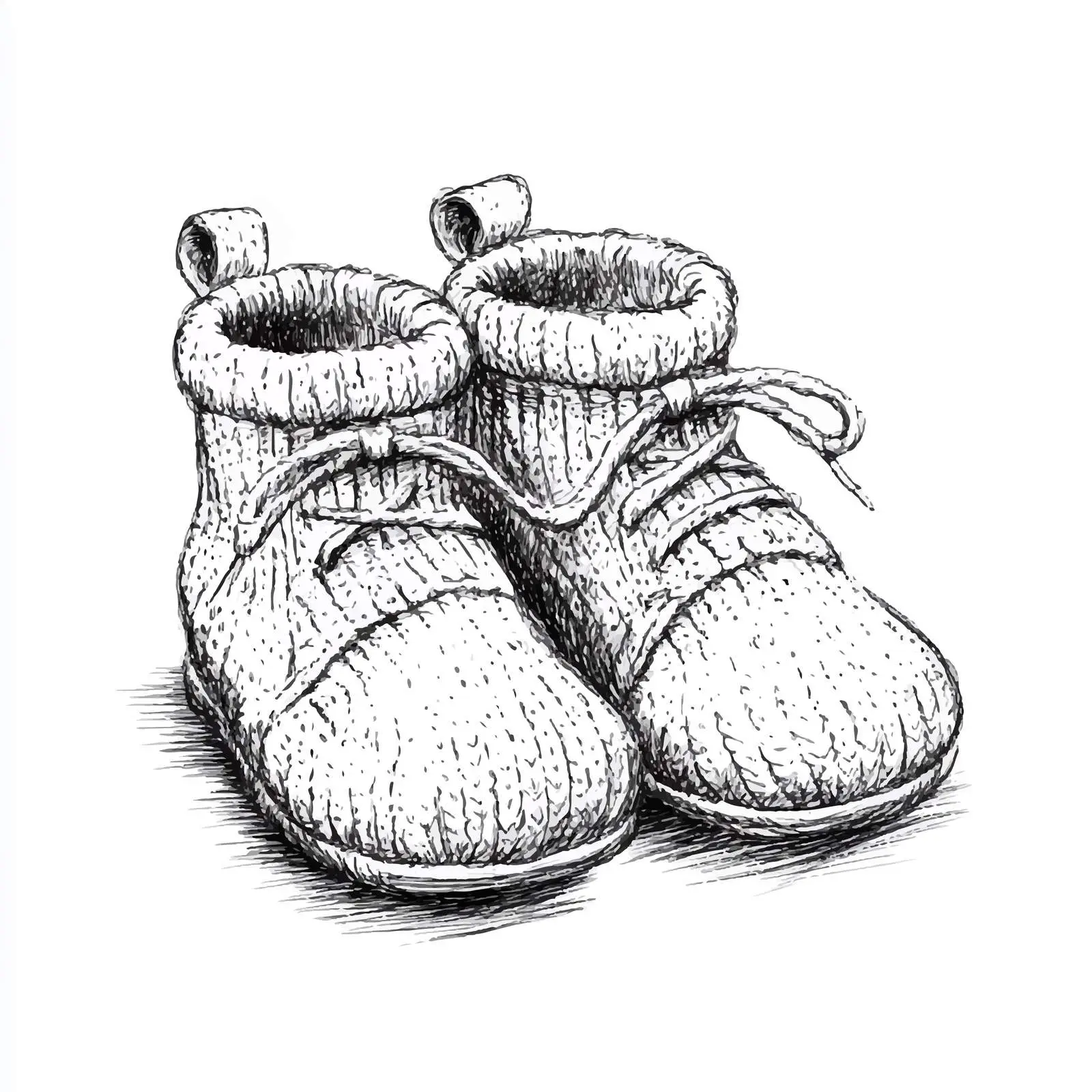 Hand-Drawn Knitted Baby Booties Sketch — free download from Dotvec