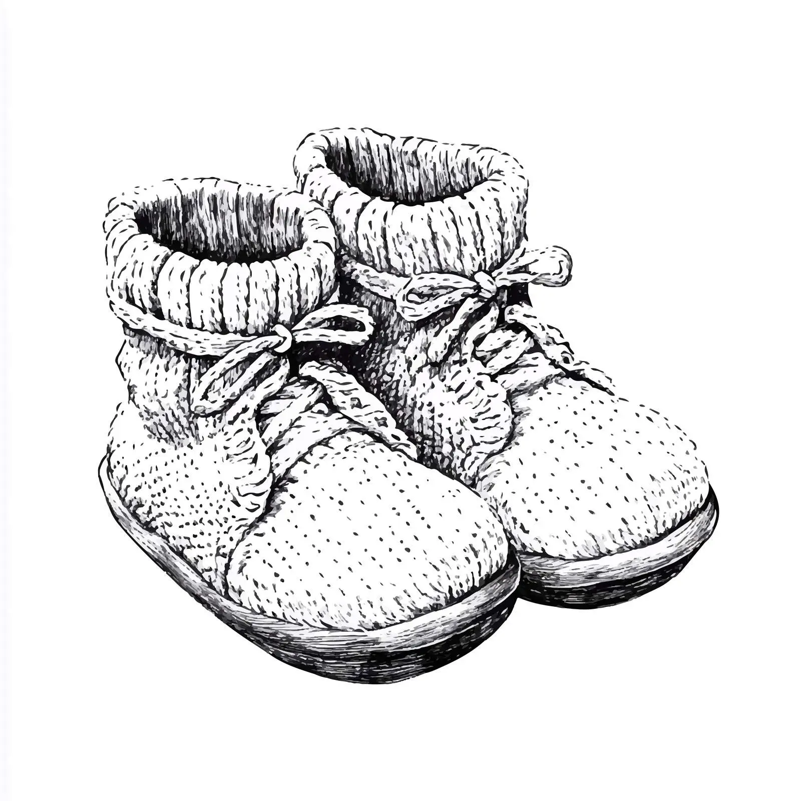 Hand-Drawn Knitted Baby Booties Illustration — free download from Dotvec