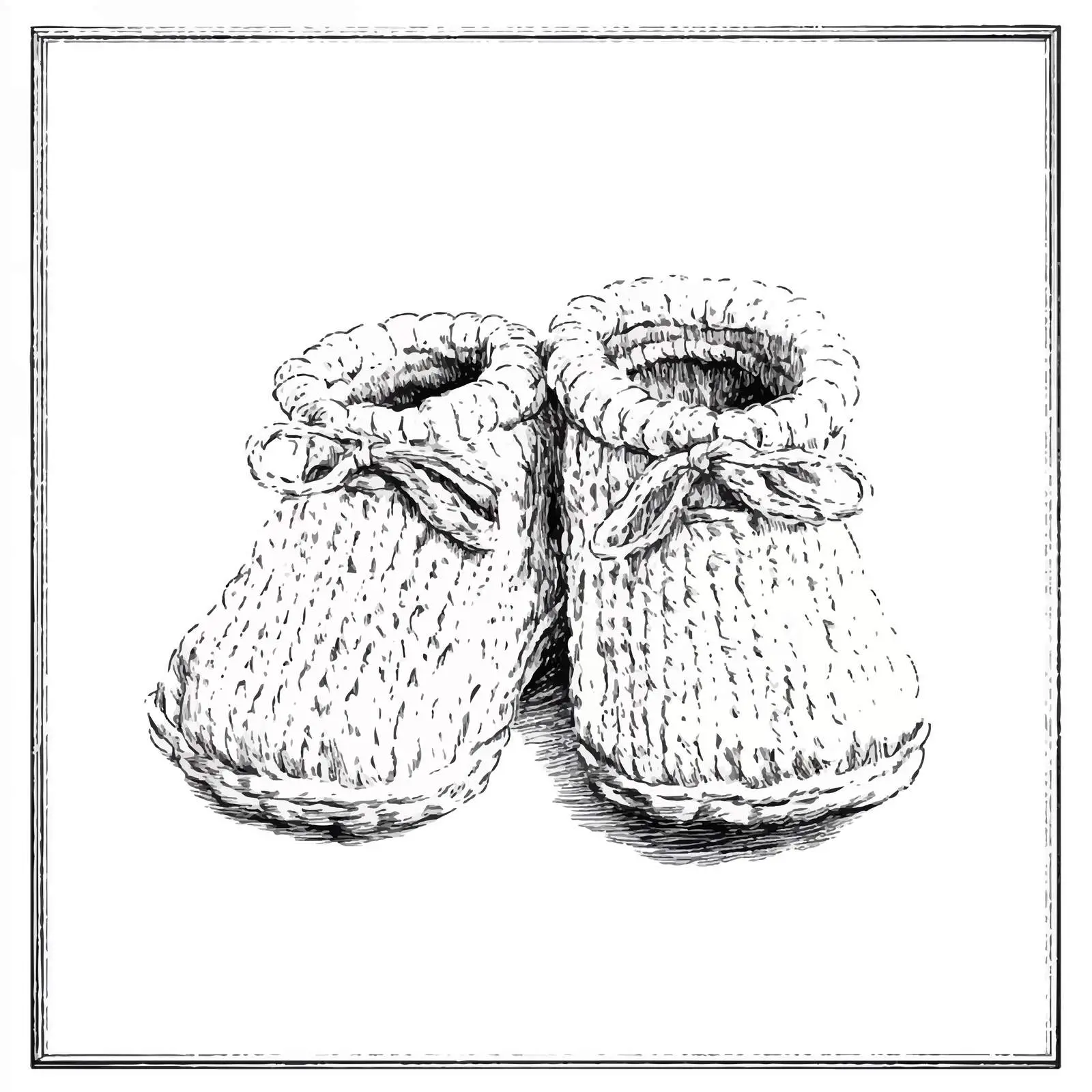Hand-Drawn Knitted Baby Booties Sketch — free download from Dotvec