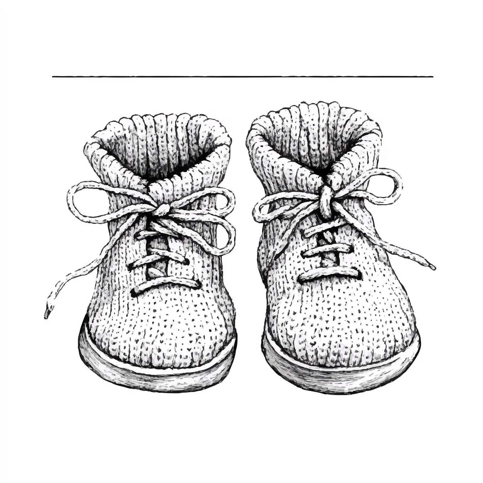 Hand Drawn Knitted Baby Booties Sketch — free download from Dotvec