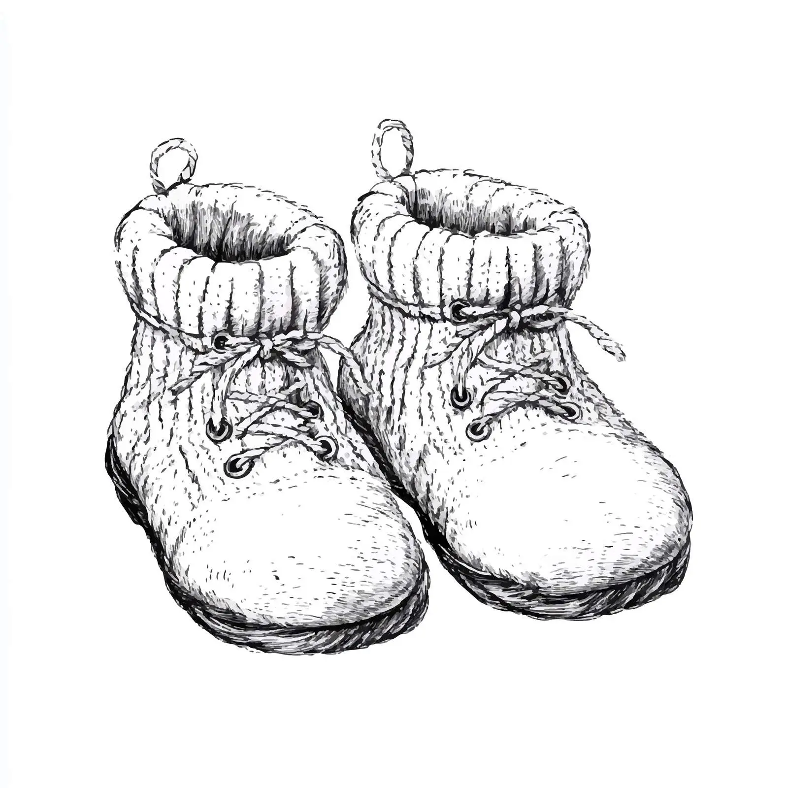 Hand-Drawn Knitted Baby Booties Sketch — free download from Dotvec