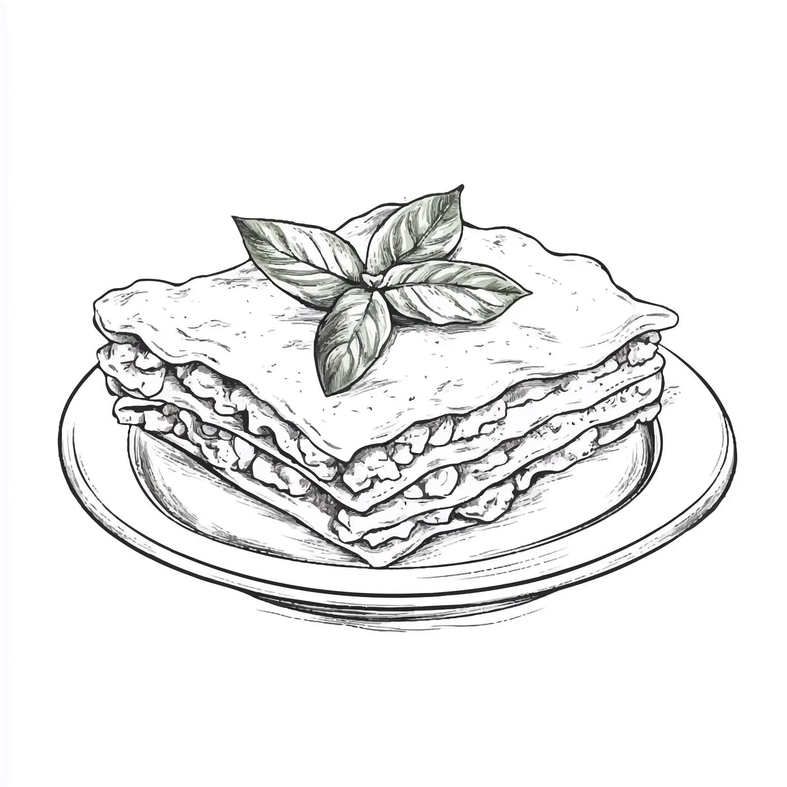 Hand-Drawn Italian Lasagna Sketch on White Background — free download from Dotvec