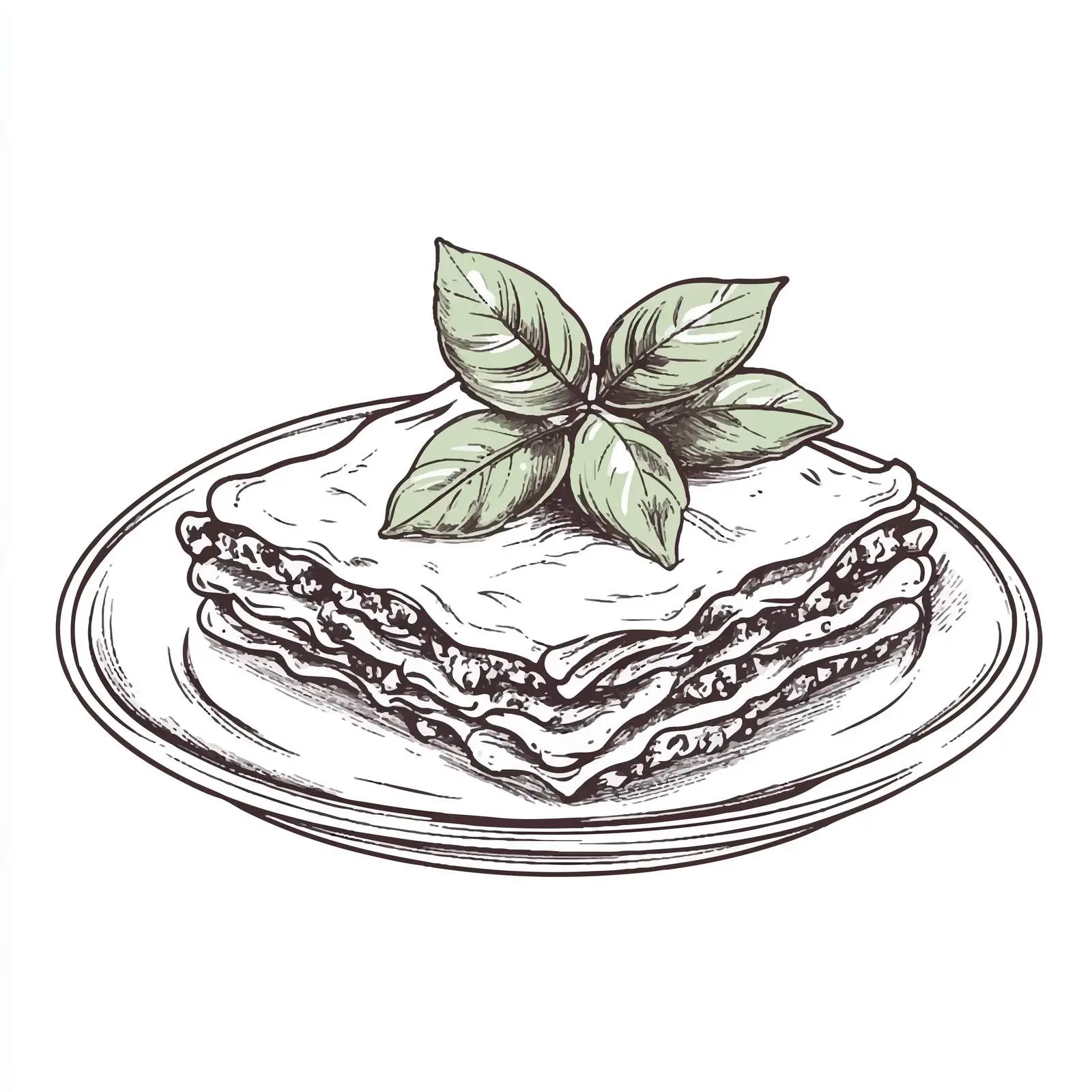 Hand-Drawn Lasagna Sketch on White Background — free download from Dotvec