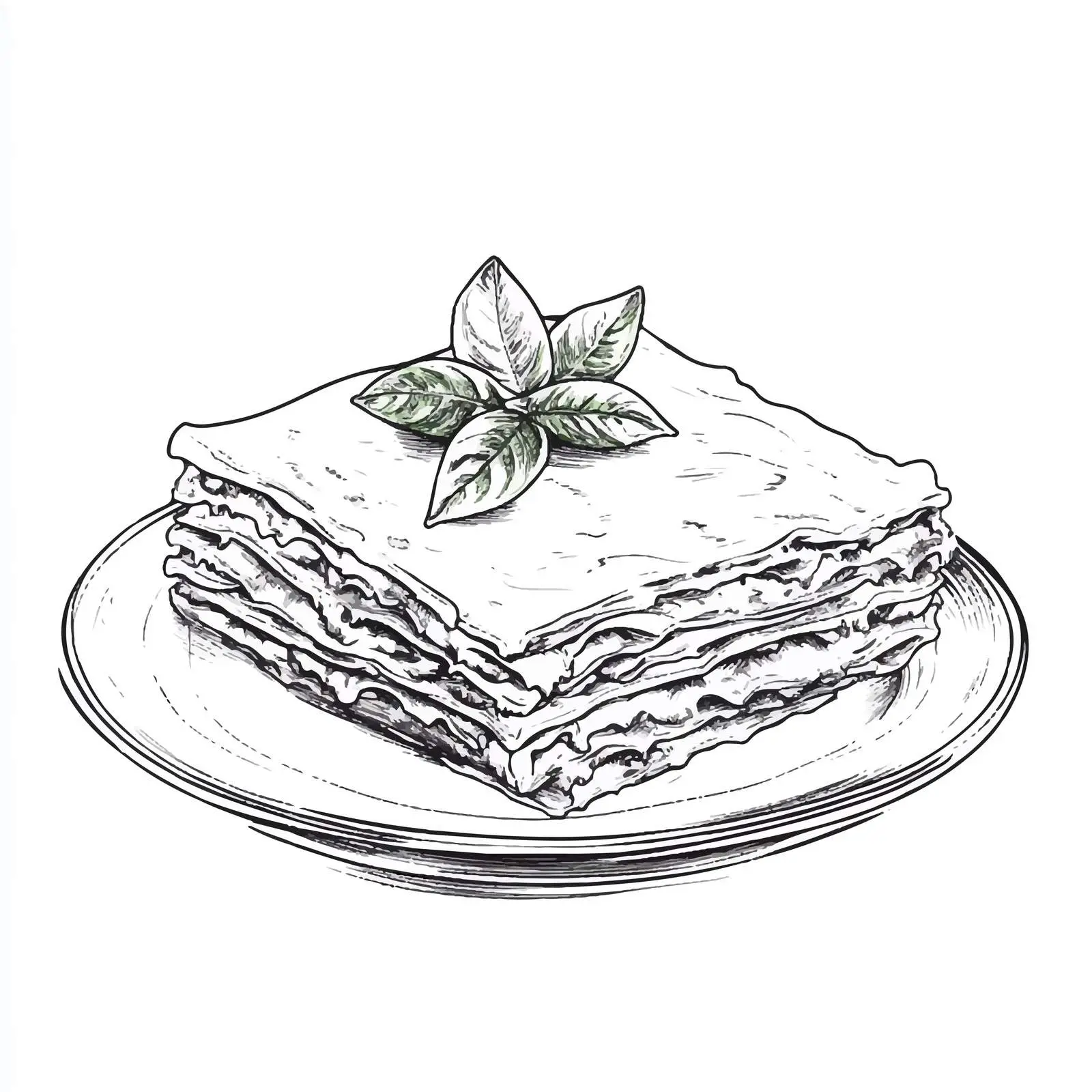 Hand-Drawn Lasagna Illustration on White Background — free download from Dotvec