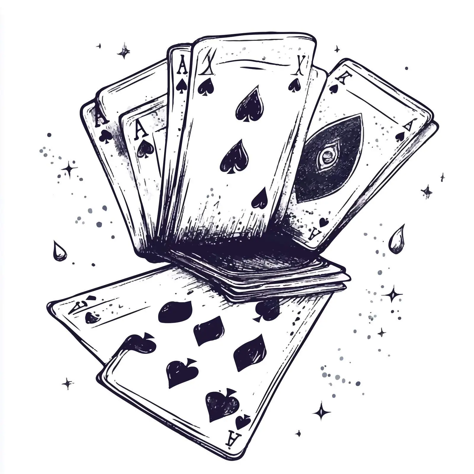 Hand-Drawn Magic Cards Design – free gaming illustration image from Dotvec