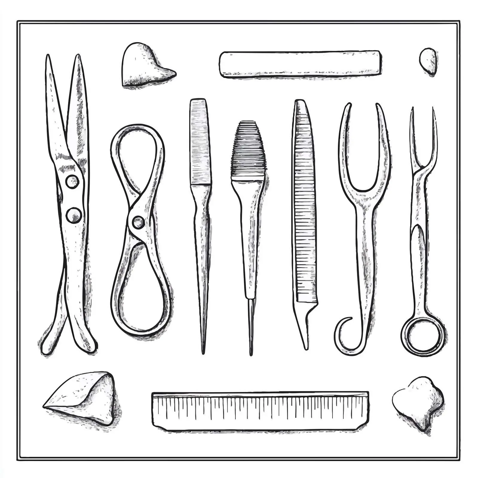 Hand-Drawn Manicure and Pedicure Tools Set – free nail tools image from Dotvec