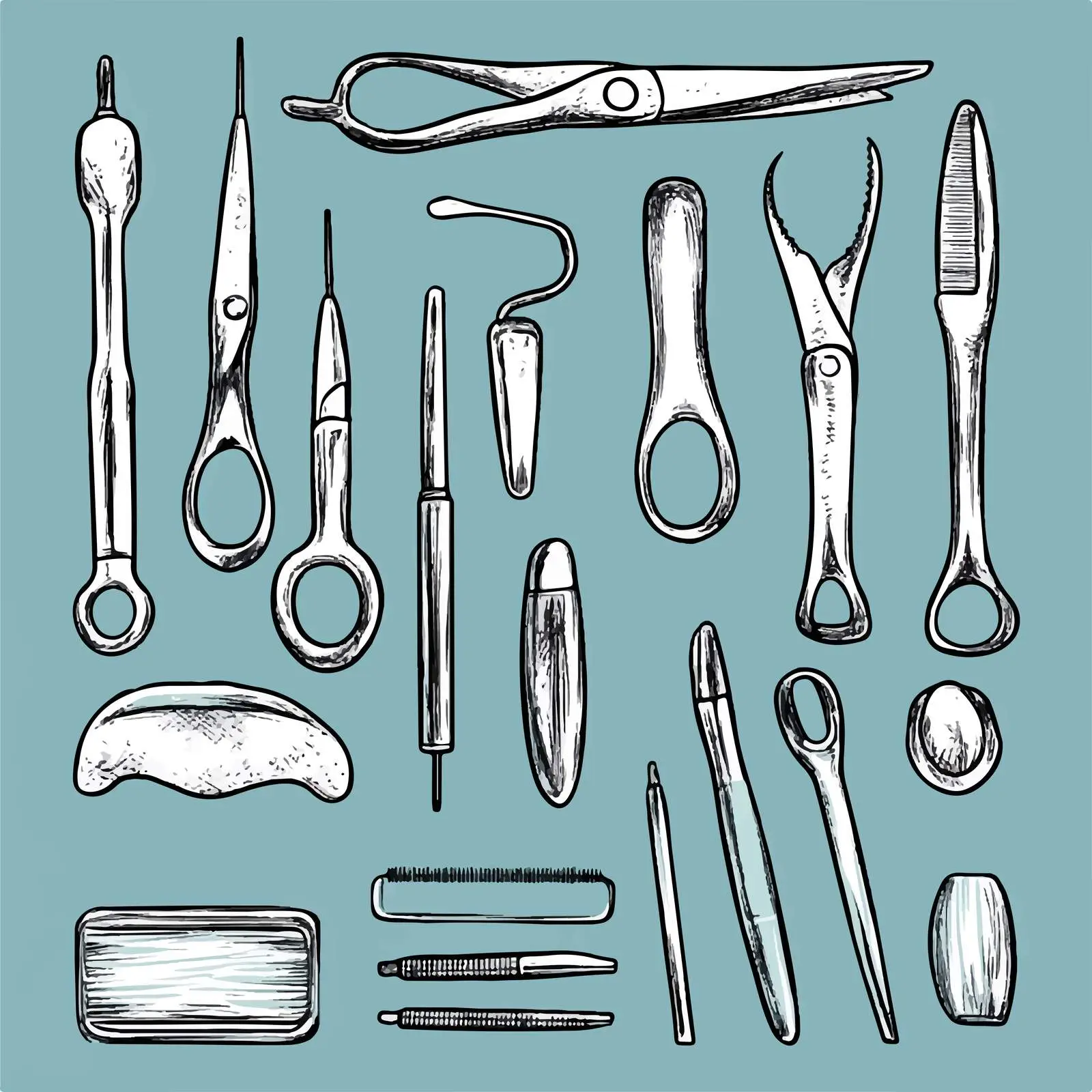 Manicure and Pedicure Tools Hand-Drawn Sketch – free nail tools image from Dotvec