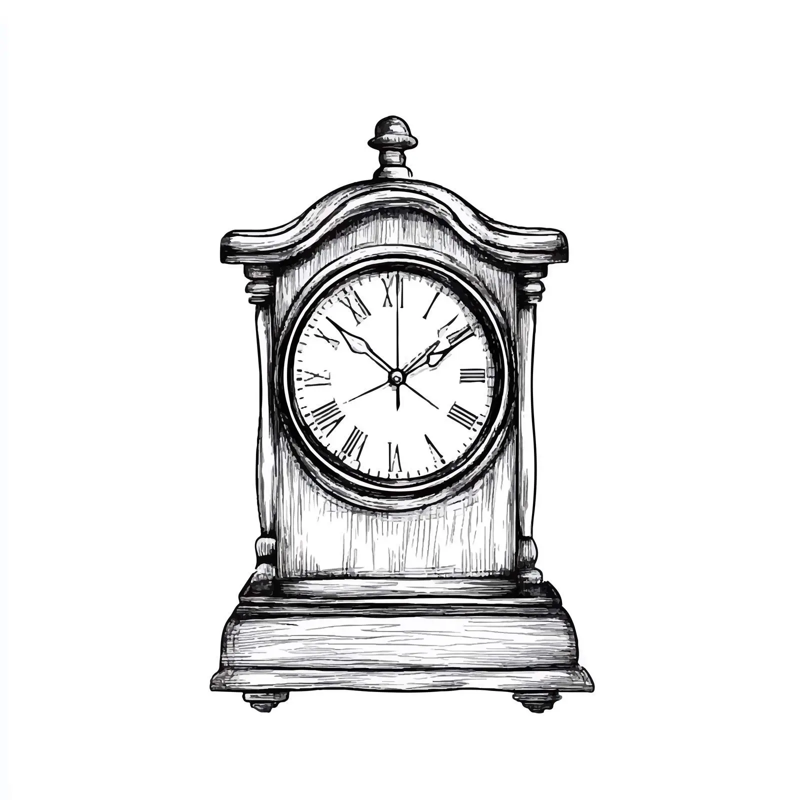 Hand-Drawn Sketch of Mantel Clock — free download from Dotvec