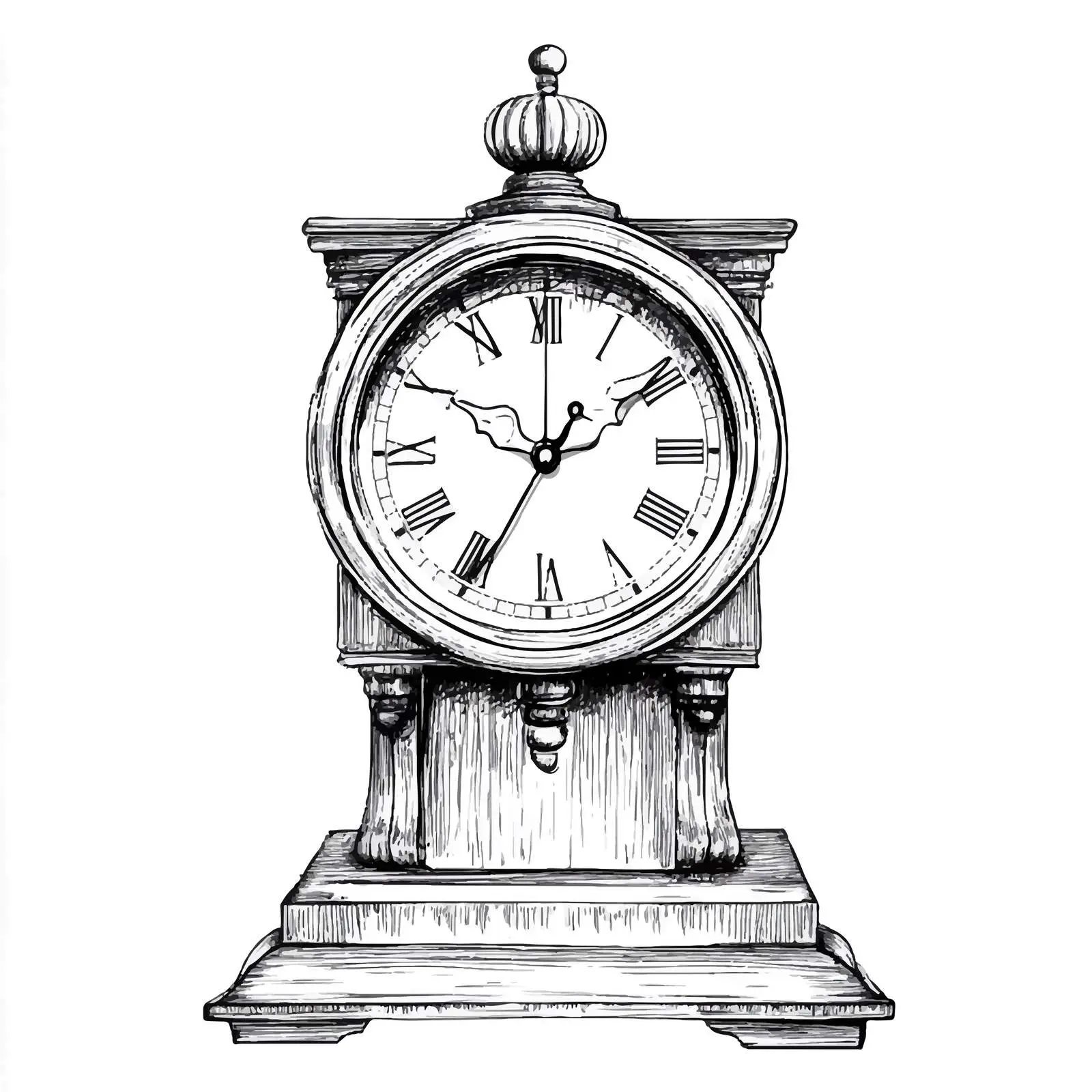 Hand-Drawn Mantel Tabletop Clock Sketch — free download from Dotvec