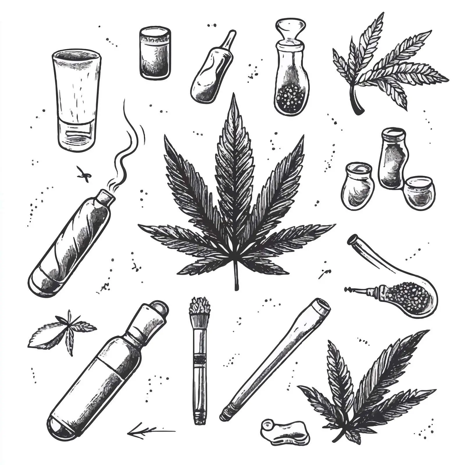 Hand Drawn Marijuana Leaf Vector Illustration — free download from Dotvec