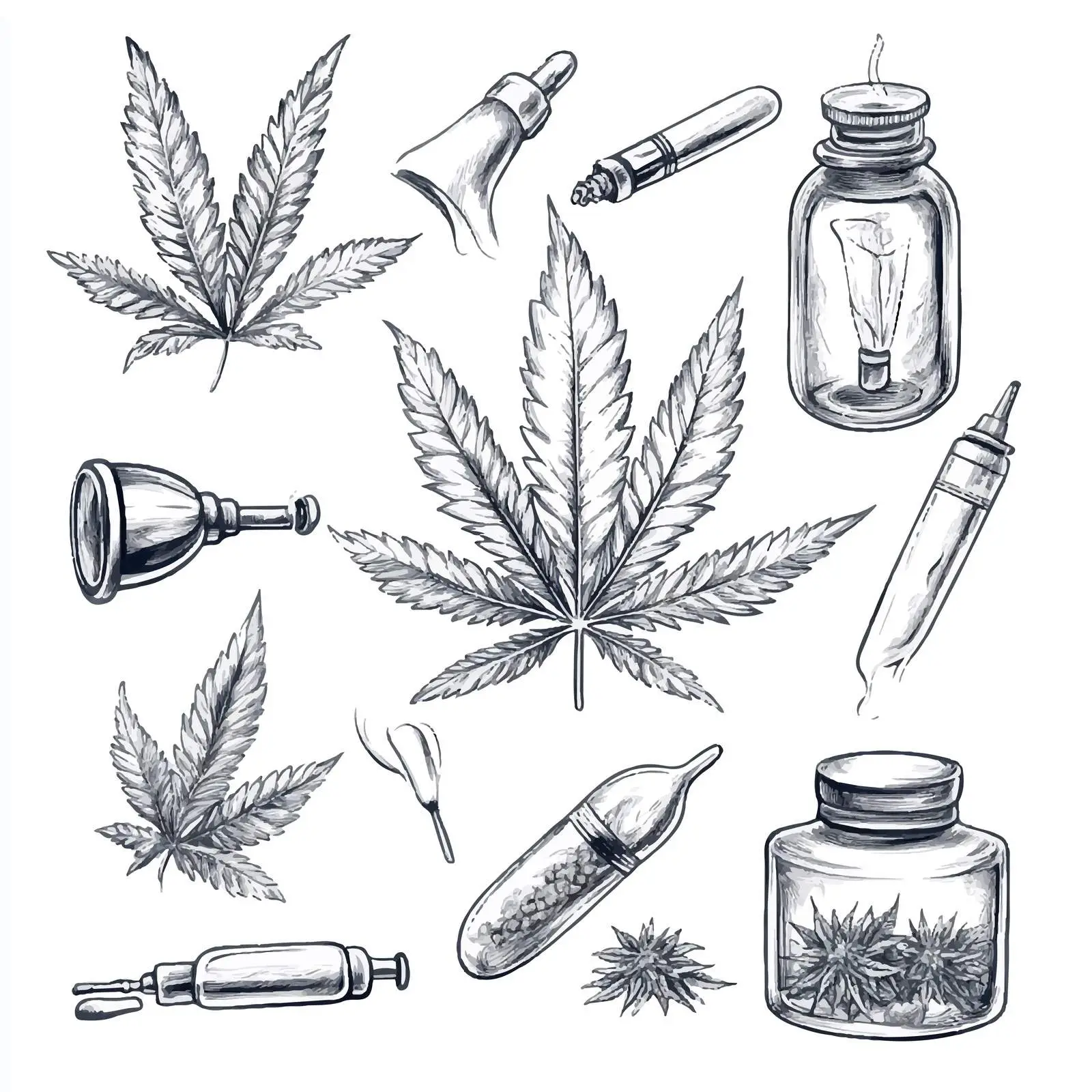 Hand-Drawn Marijuana Leaf Vector Illustration — free download from Dotvec