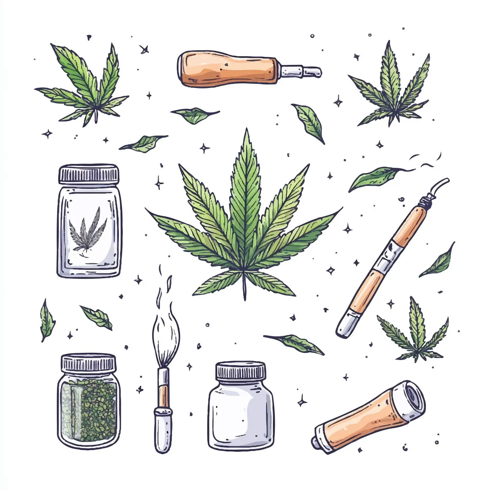 Hand-Drawn Marijuana Leaf on White Background — free download from Dotvec