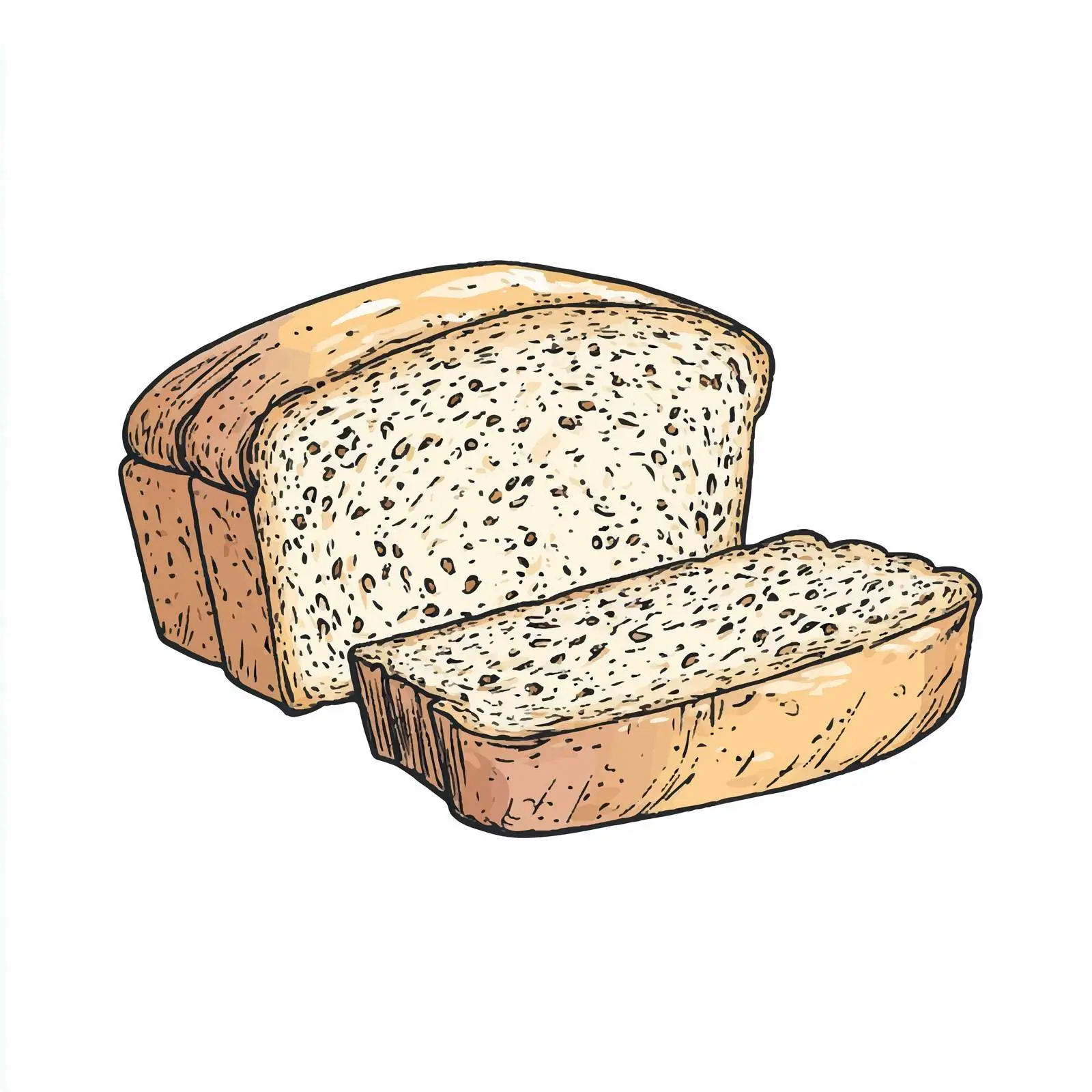 Hand-Drawn Multigrain Bread Sketch on White — free download from Dotvec