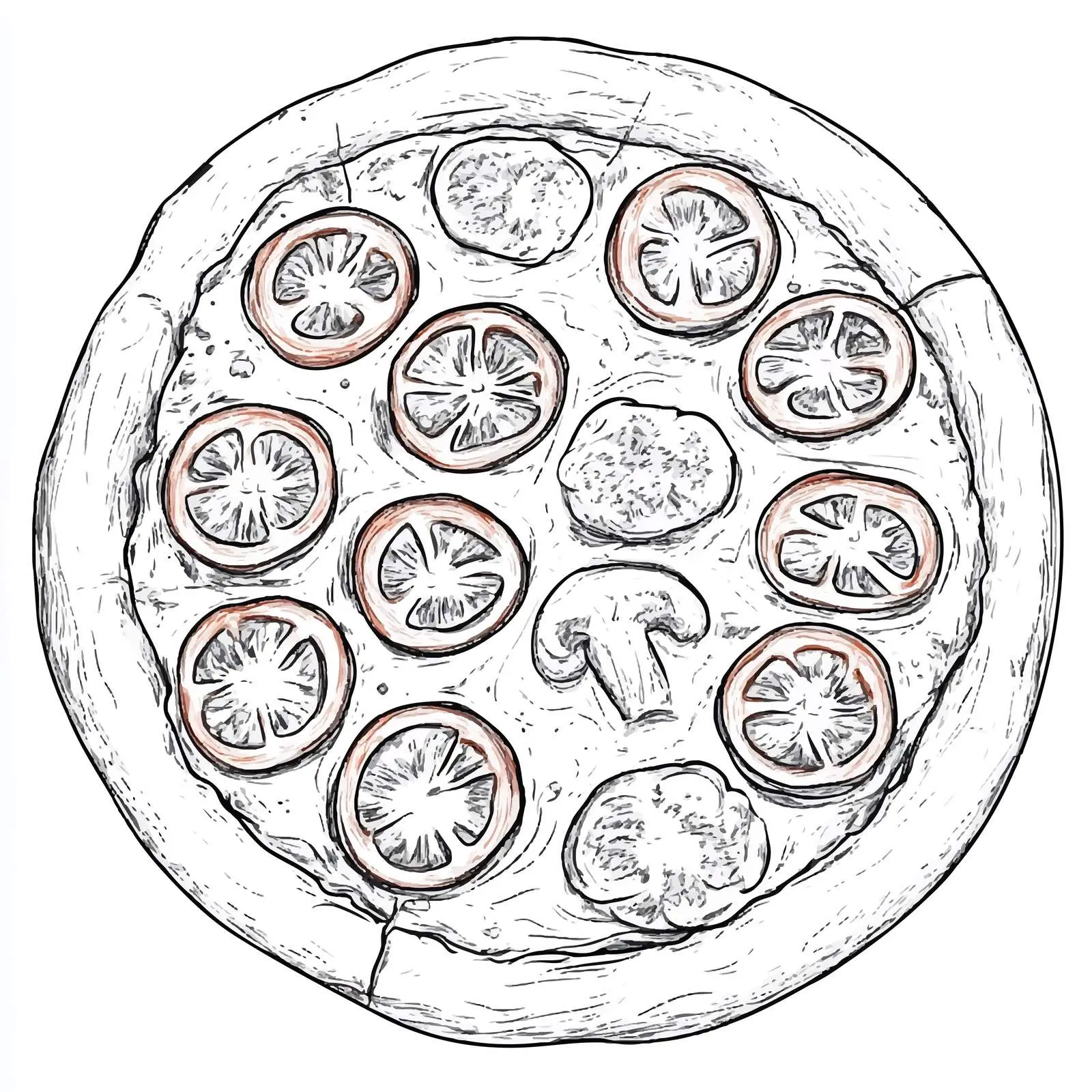 Hand-Drawn Neapolitan Pizza Sketch Art – free sketch illustration image from Dotvec