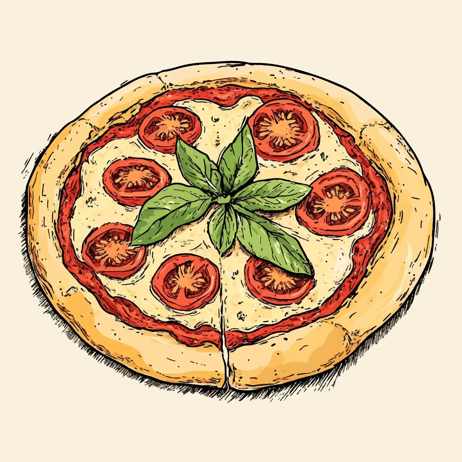 Hand-Drawn Neapolitan Style Pizza Sketch — free download from Dotvec
