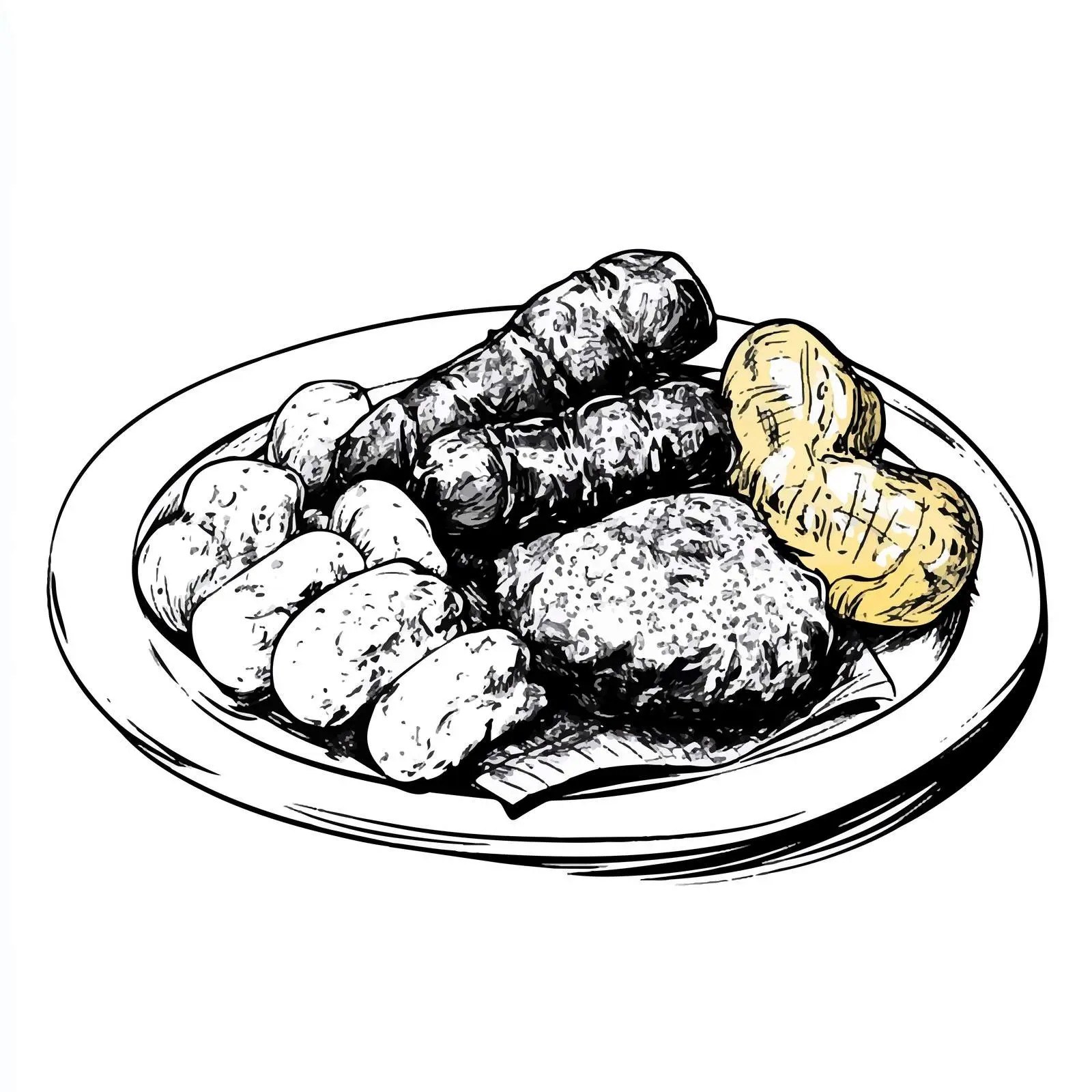 Hand-Drawn North German Labskaus Sketch — free download from Dotvec