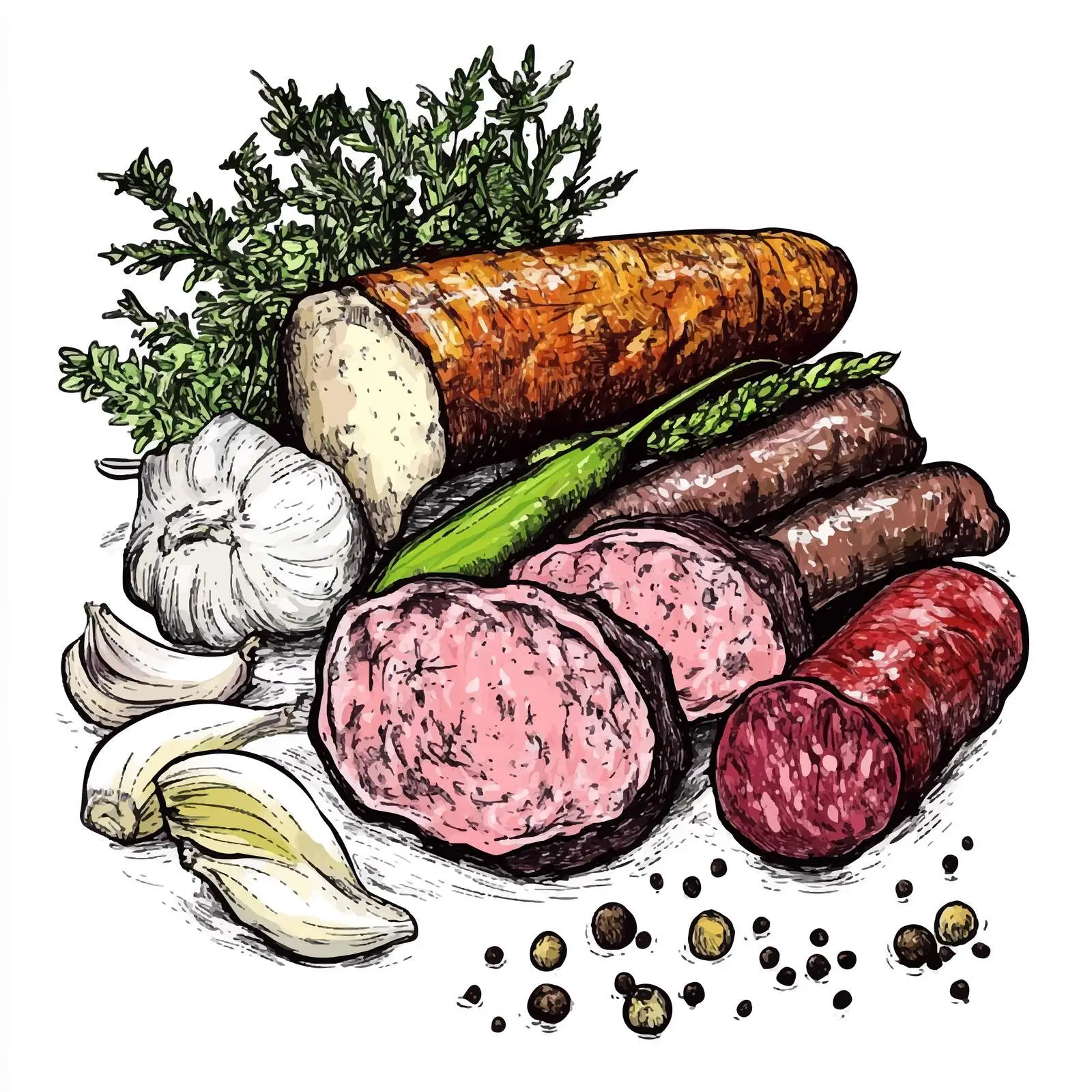 Hand-Drawn Illustration of North German Labskaus – free culinary traditions image from Dotvec