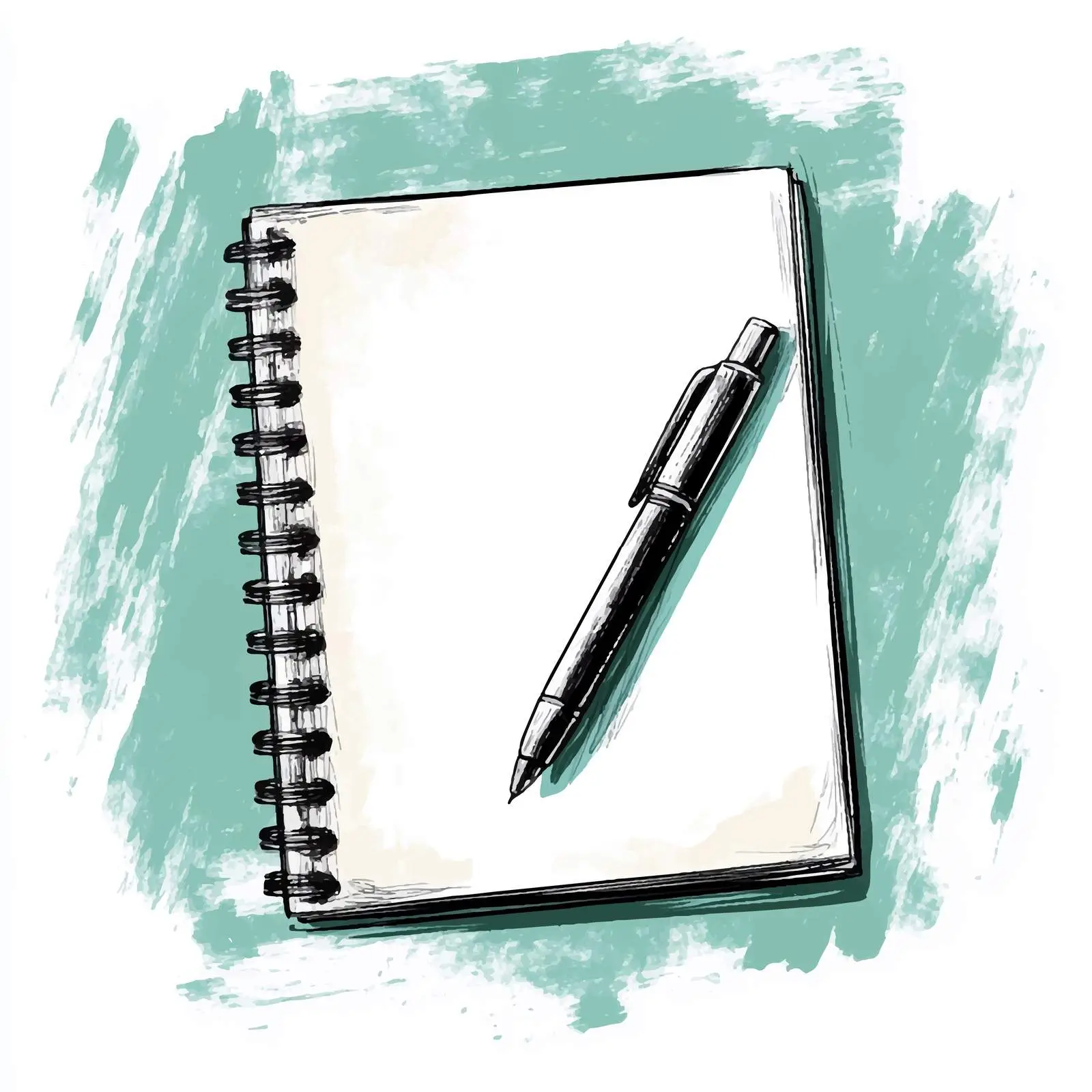 Hand-Drawn Notebook and Pen on White Background — free download from Dotvec