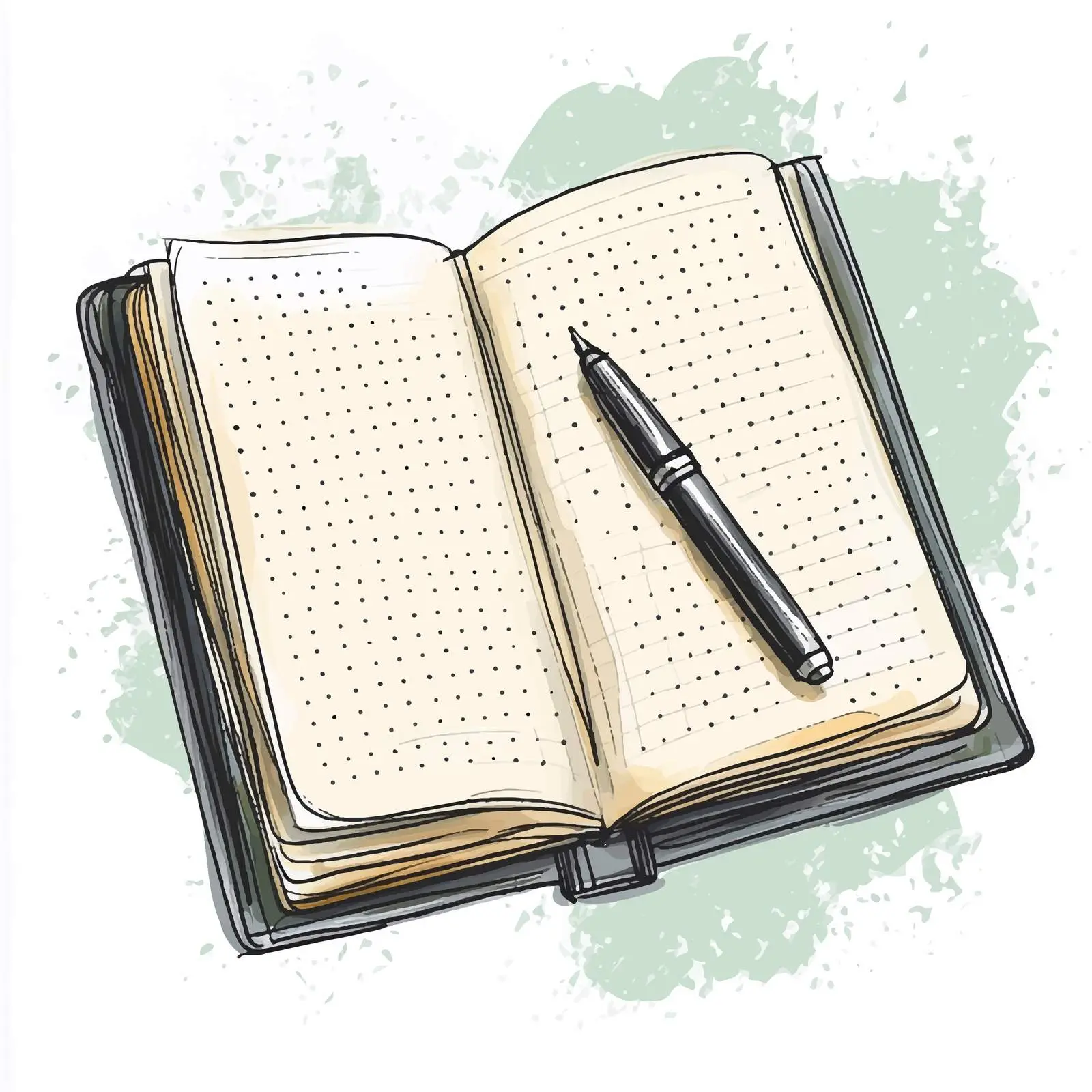 Hand-Drawn Open Notebook with Pen Sketch — free download from Dotvec