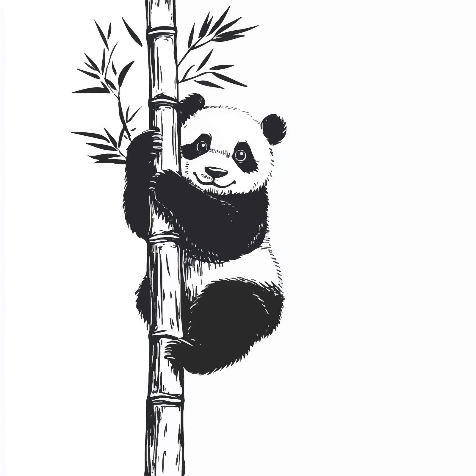 Panda Climbing Bamboo Tree - Hand Drawn Sketch – free panda bear image from Dotvec