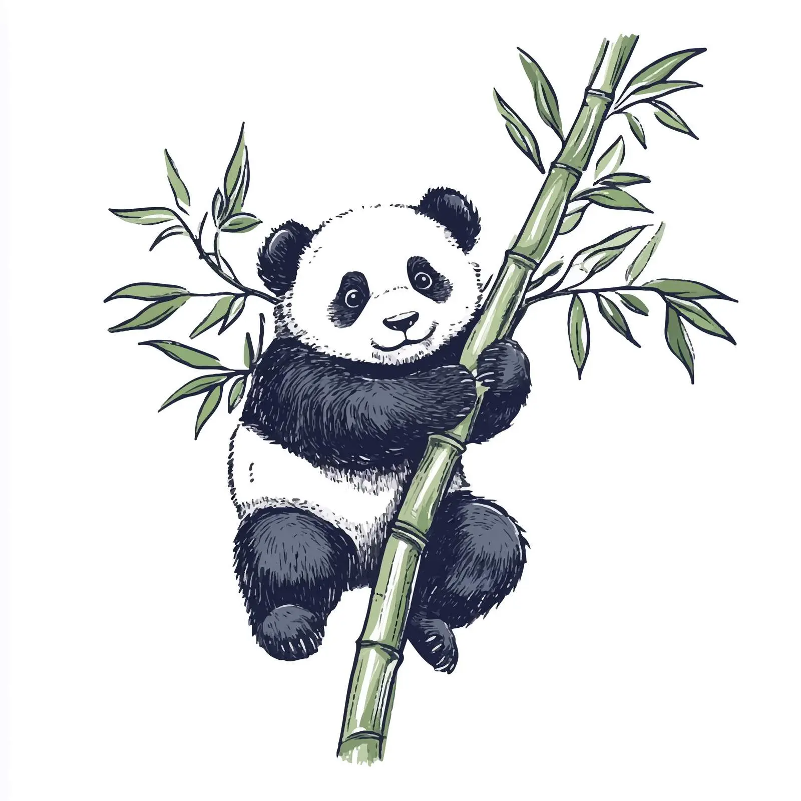 Panda Climbing Bamboo Tree Hand-Drawn Vector — free download from Dotvec