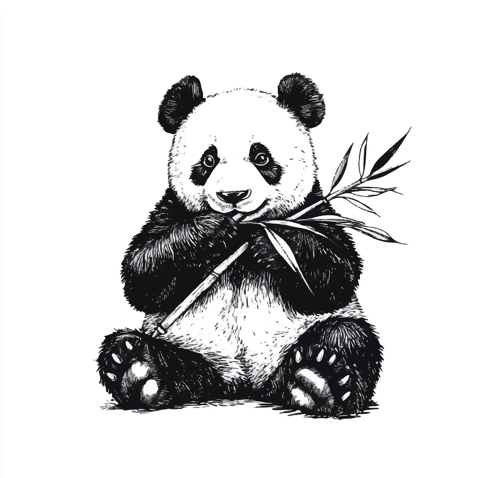 Hand-Drawn Panda Enjoying Bamboo Vector Art — free download from Dotvec