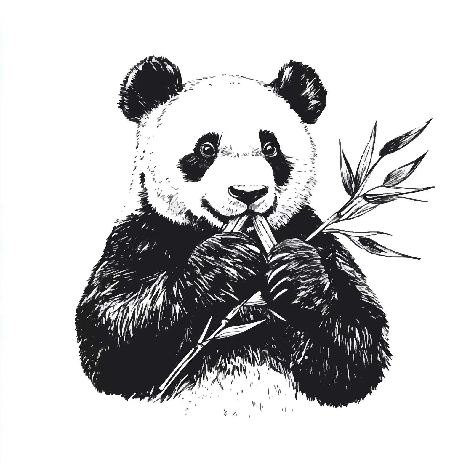 Hand-Drawn Panda Sketch with Bamboo — free download from Dotvec