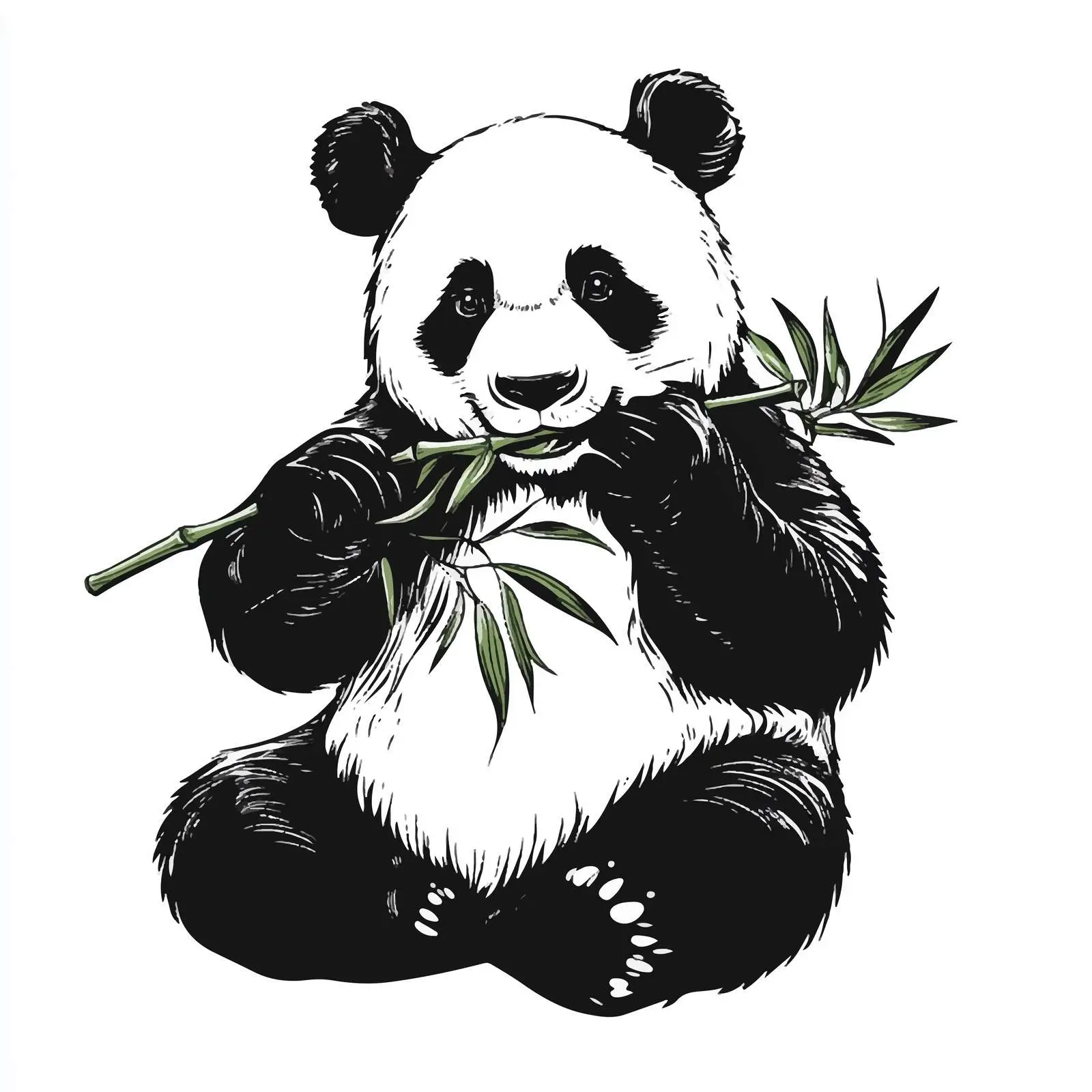 Hand-Drawn Panda Eating Bamboo Illustration — free download from Dotvec