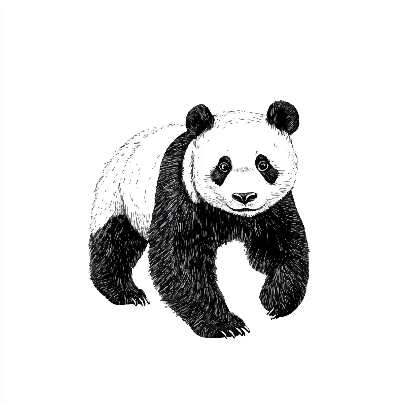 Hand-Drawn Panda Walking on White Background — free download from Dotvec