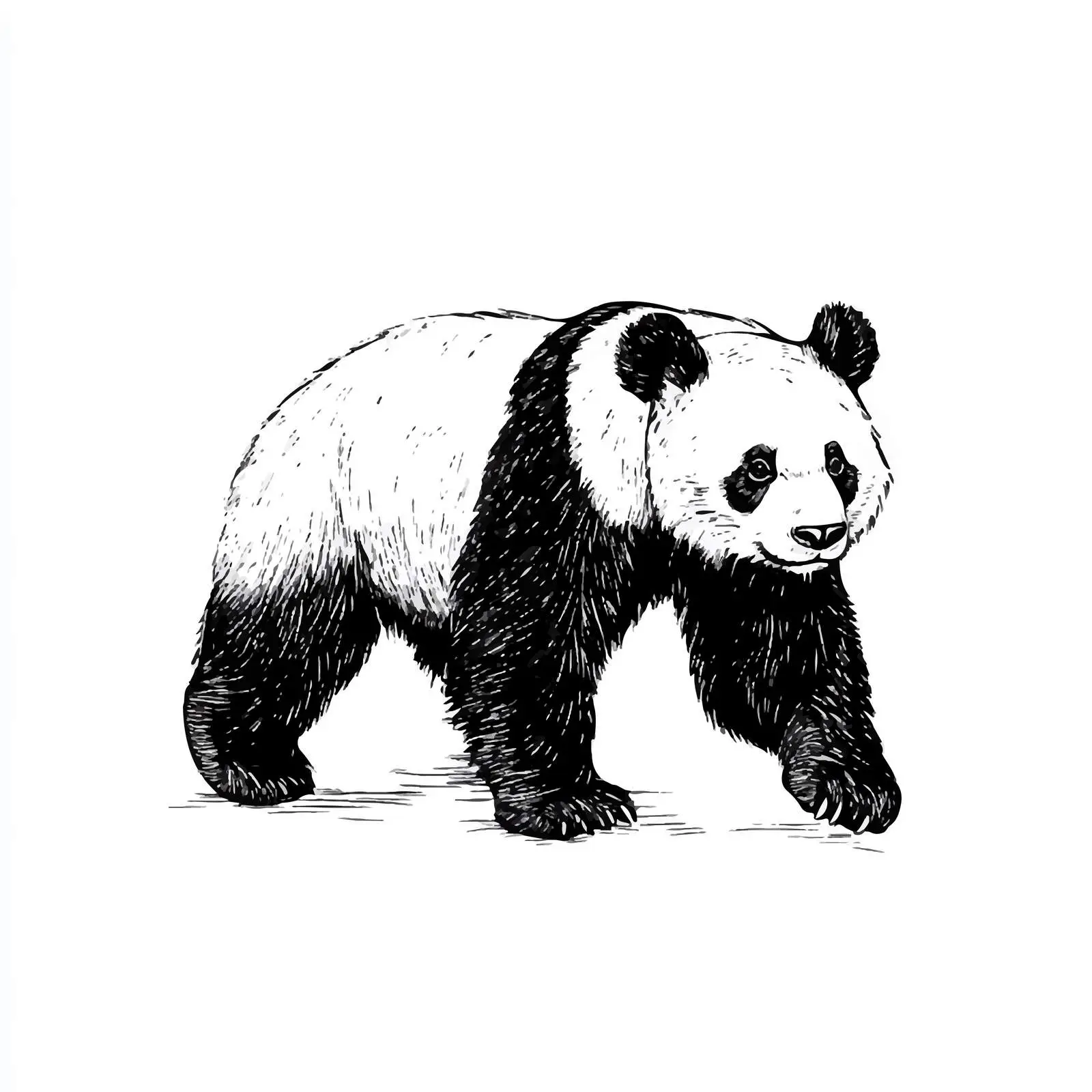 Hand-Drawn Panda Walking on White Background — free download from Dotvec
