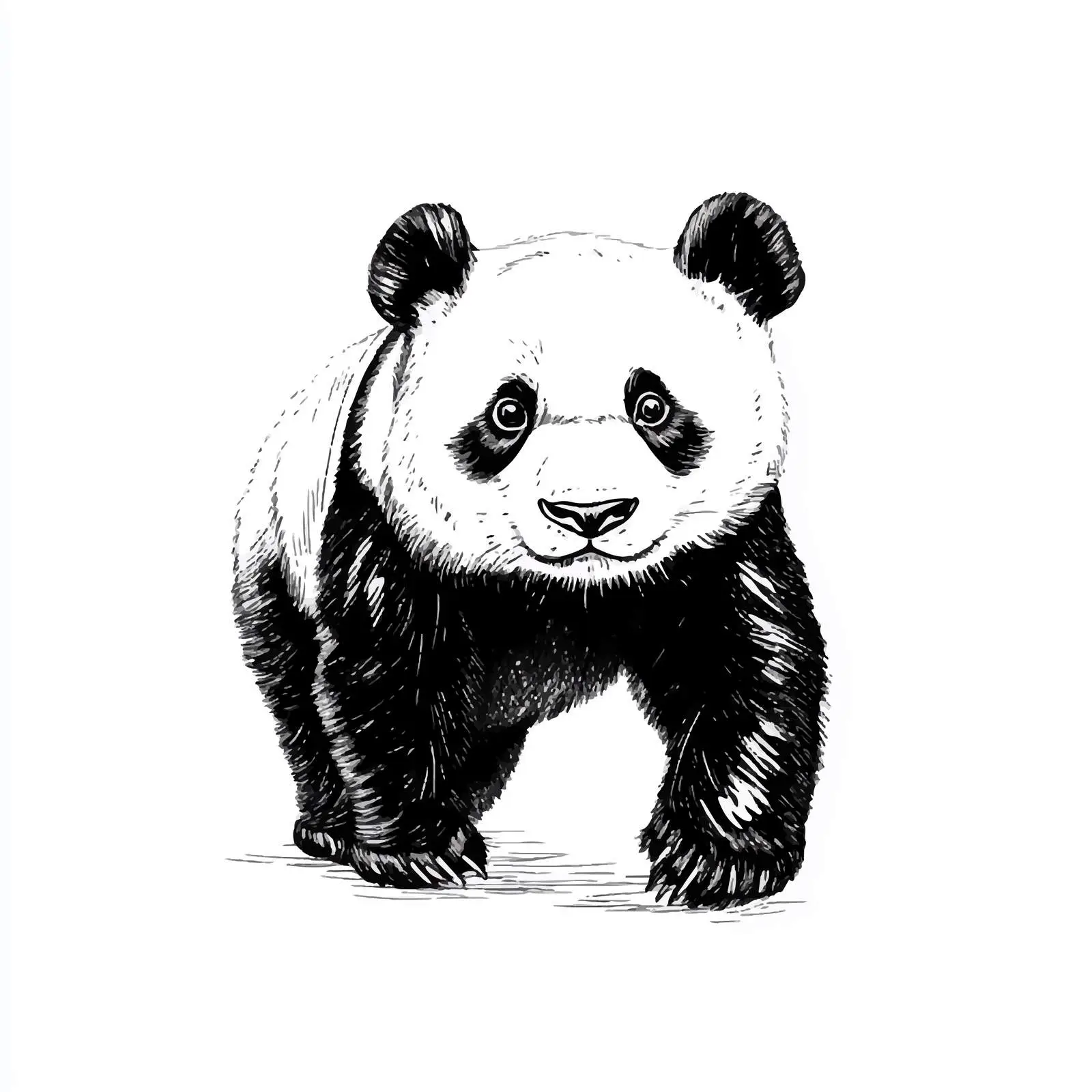 Hand Drawn Panda Walking Illustration on White Background – free panda bear image from Dotvec
