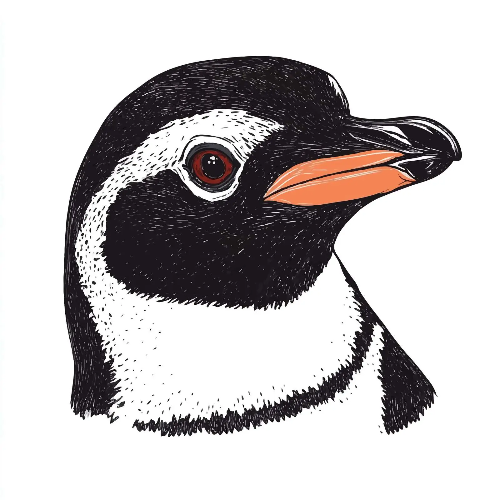 Hand-Drawn Penguin Face Sketch on White Background – free cold habitat image from Dotvec