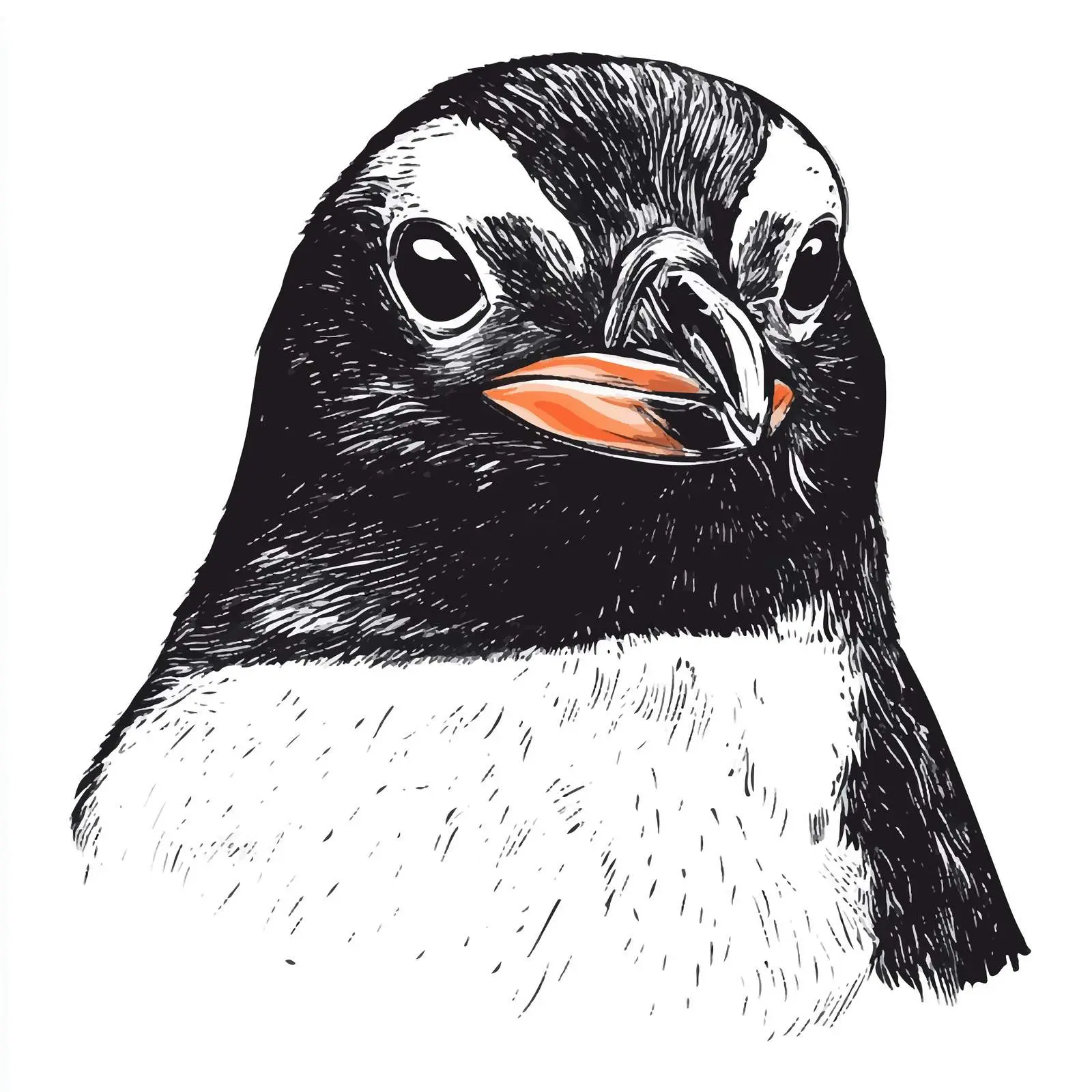 Hand-Drawn Penguin Face Sketch on White Background — free download from Dotvec