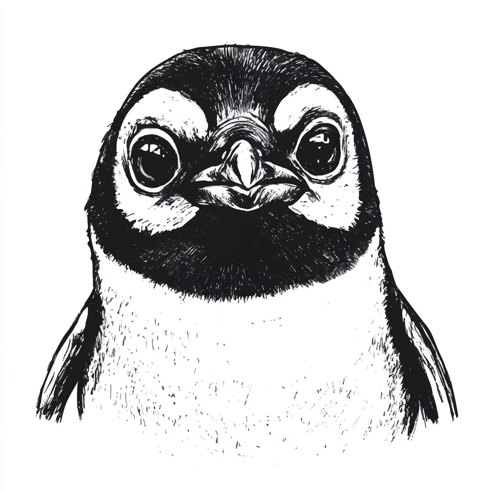 Hand Drawn Penguin Face Vector Illustration — free download from Dotvec