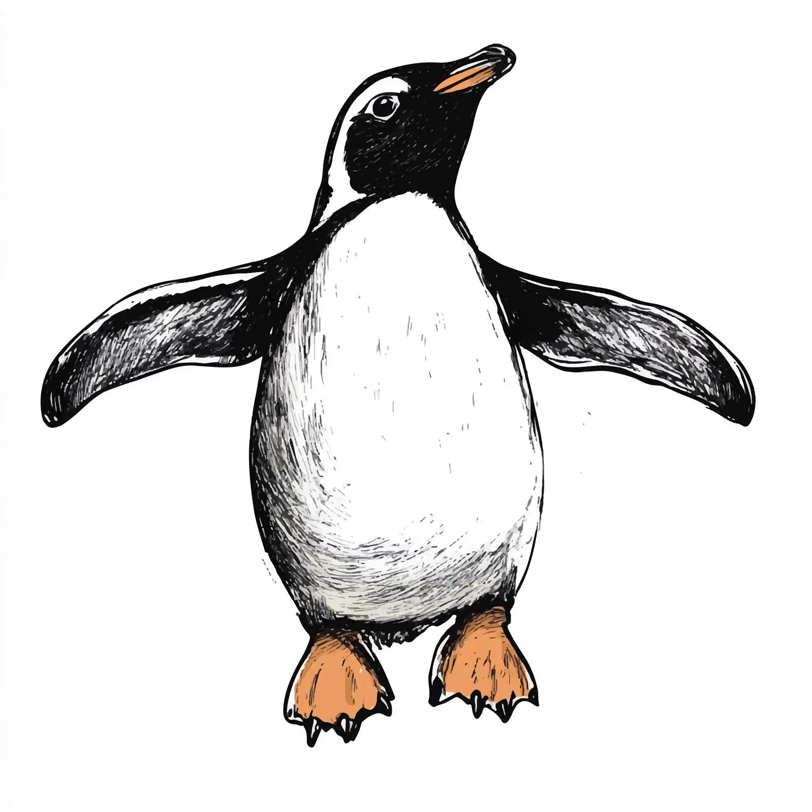 Hand-Drawn Penguin Sketch on White Background — free download from Dotvec