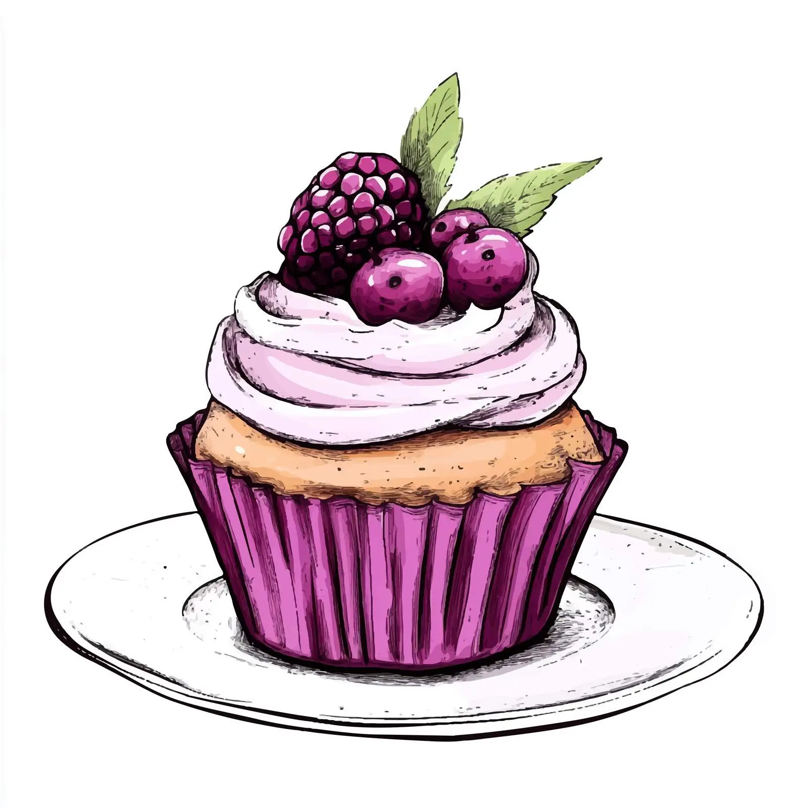 Hand-Drawn Berry Cake Sketch on White Background – free layered cake image from Dotvec