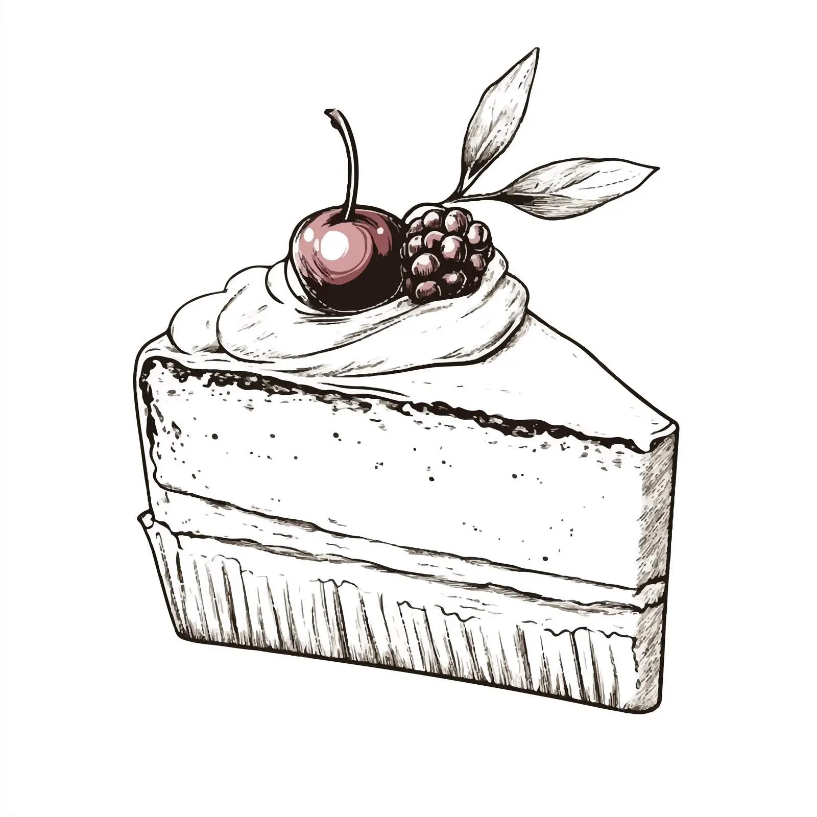 Hand-Drawn Cake Sketch with Berries — free download from Dotvec