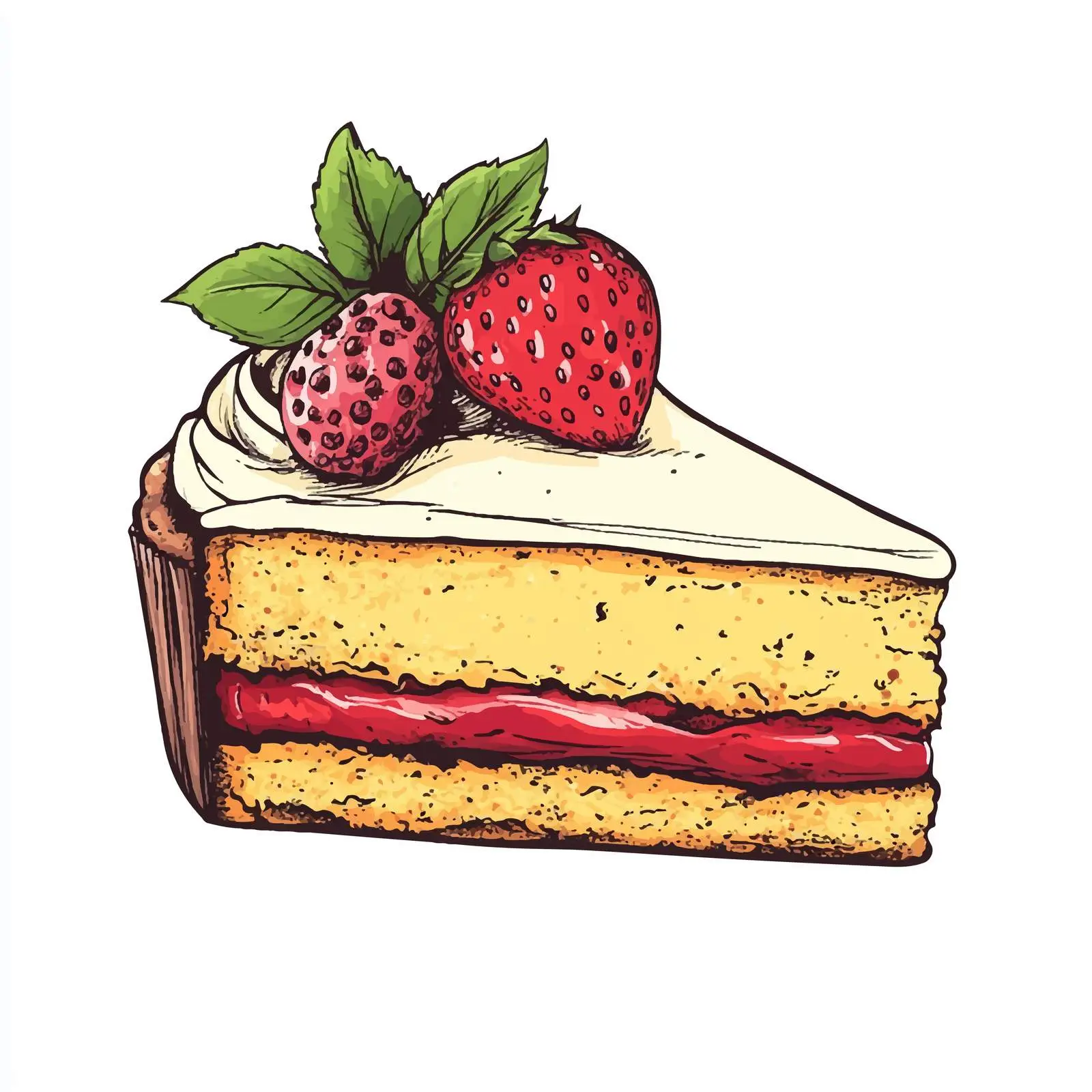 Hand-Drawn Cake Sketch with Berry Decoration — free download from Dotvec
