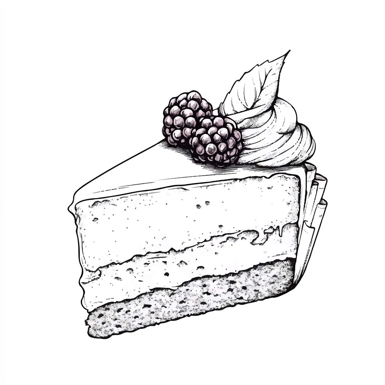 Hand-drawn Cake Slice with Berry Illustration — free download from Dotvec