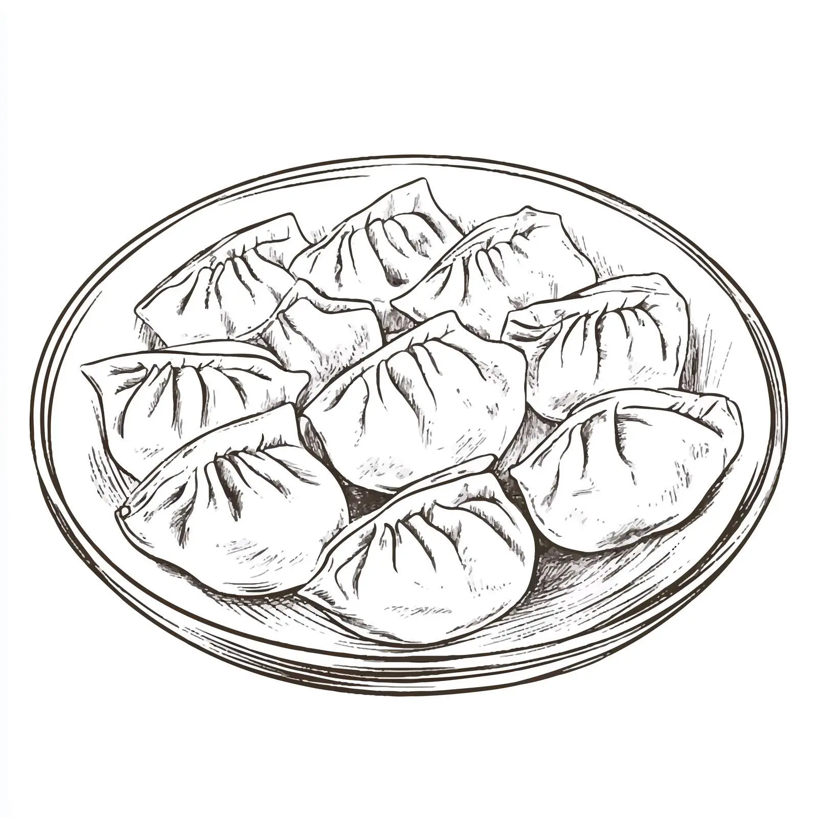 Hand-Drawn Dumplings on a Plate Illustration — free download from Dotvec
