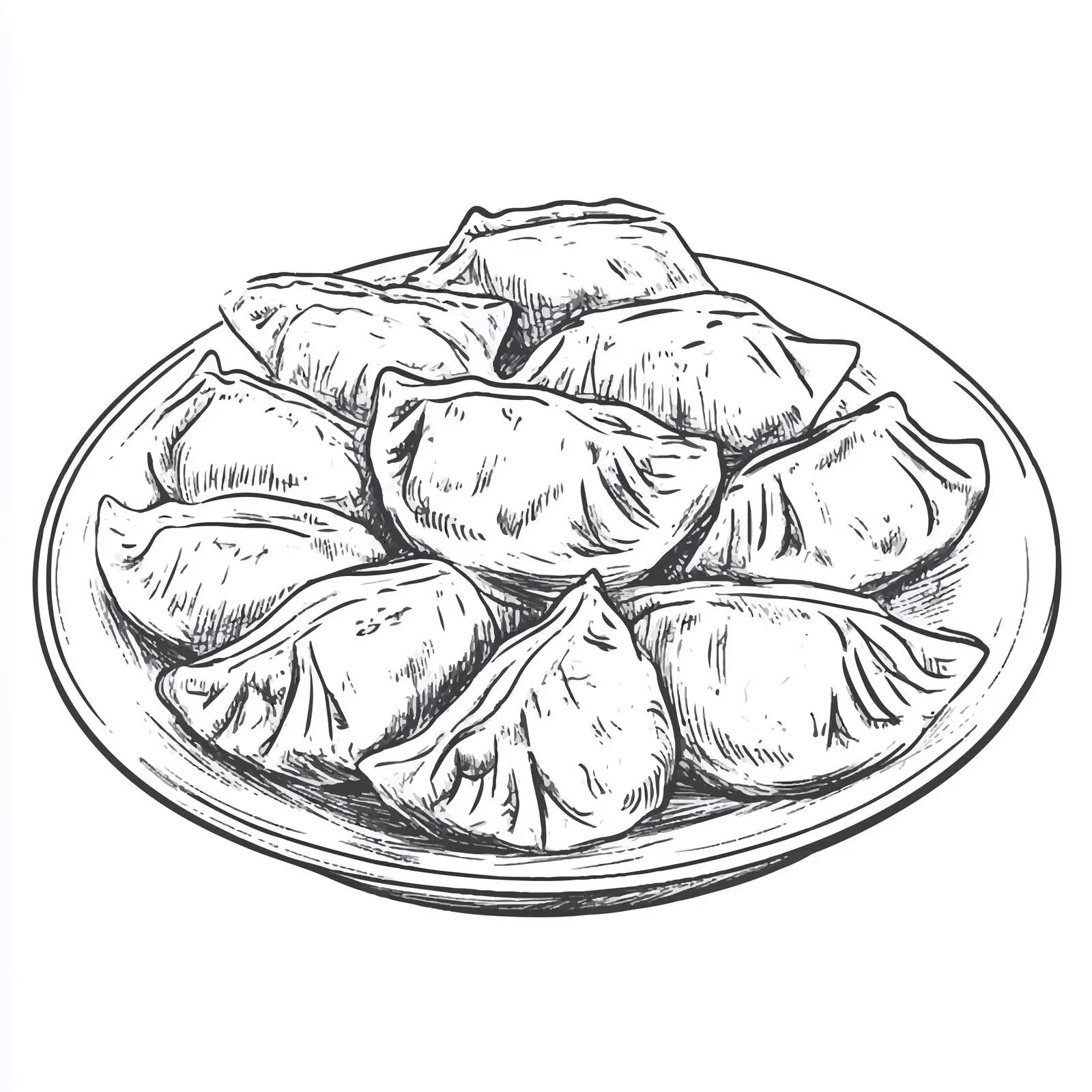 Hand Drawn Dumpling Plate Sketch – free dumpling image from Dotvec