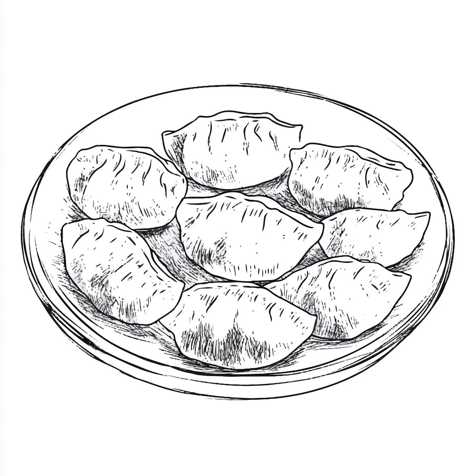 Hand-Drawn Dumplings on Plate Illustration — free download from Dotvec